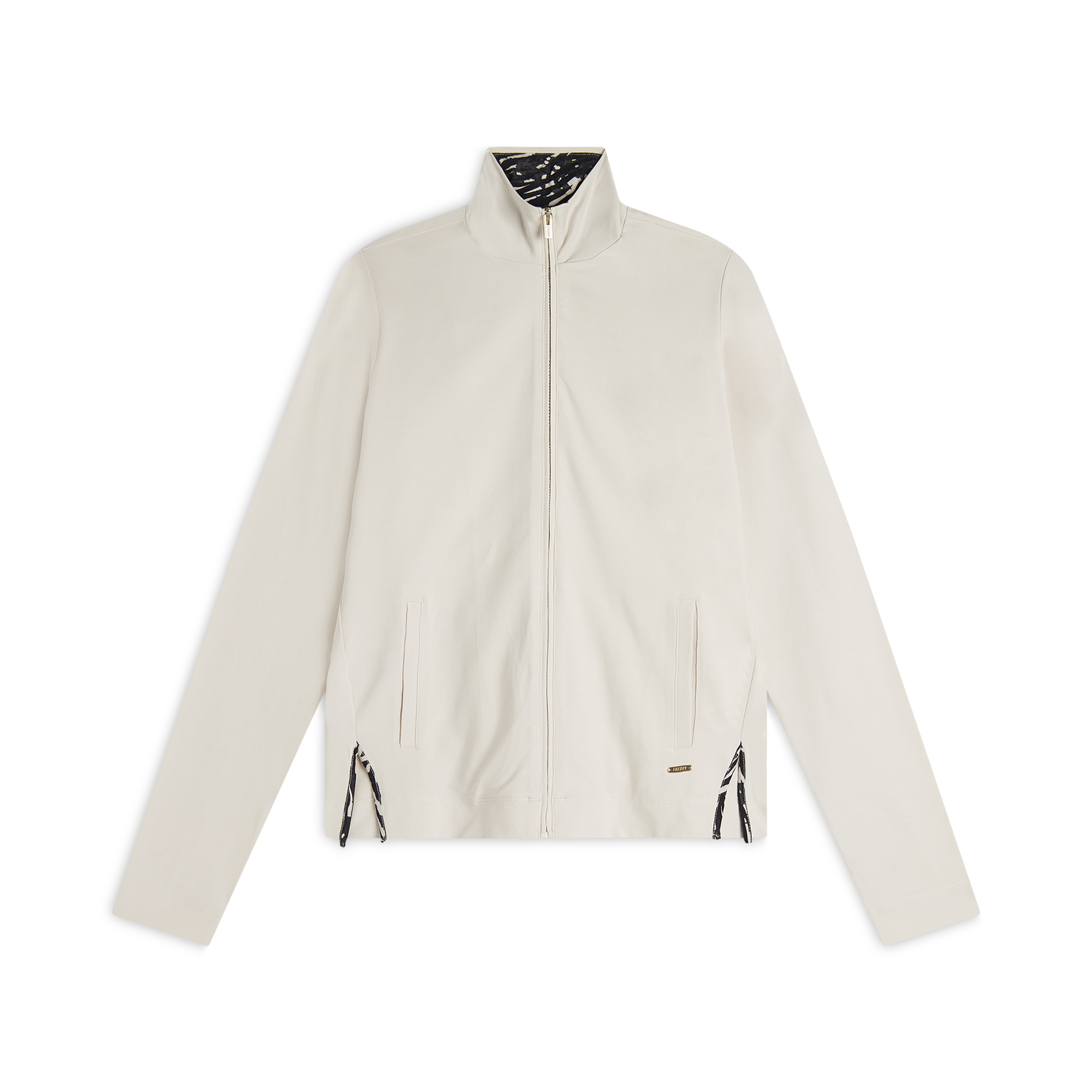 Felpa zip e collo alto con dettagli animalier