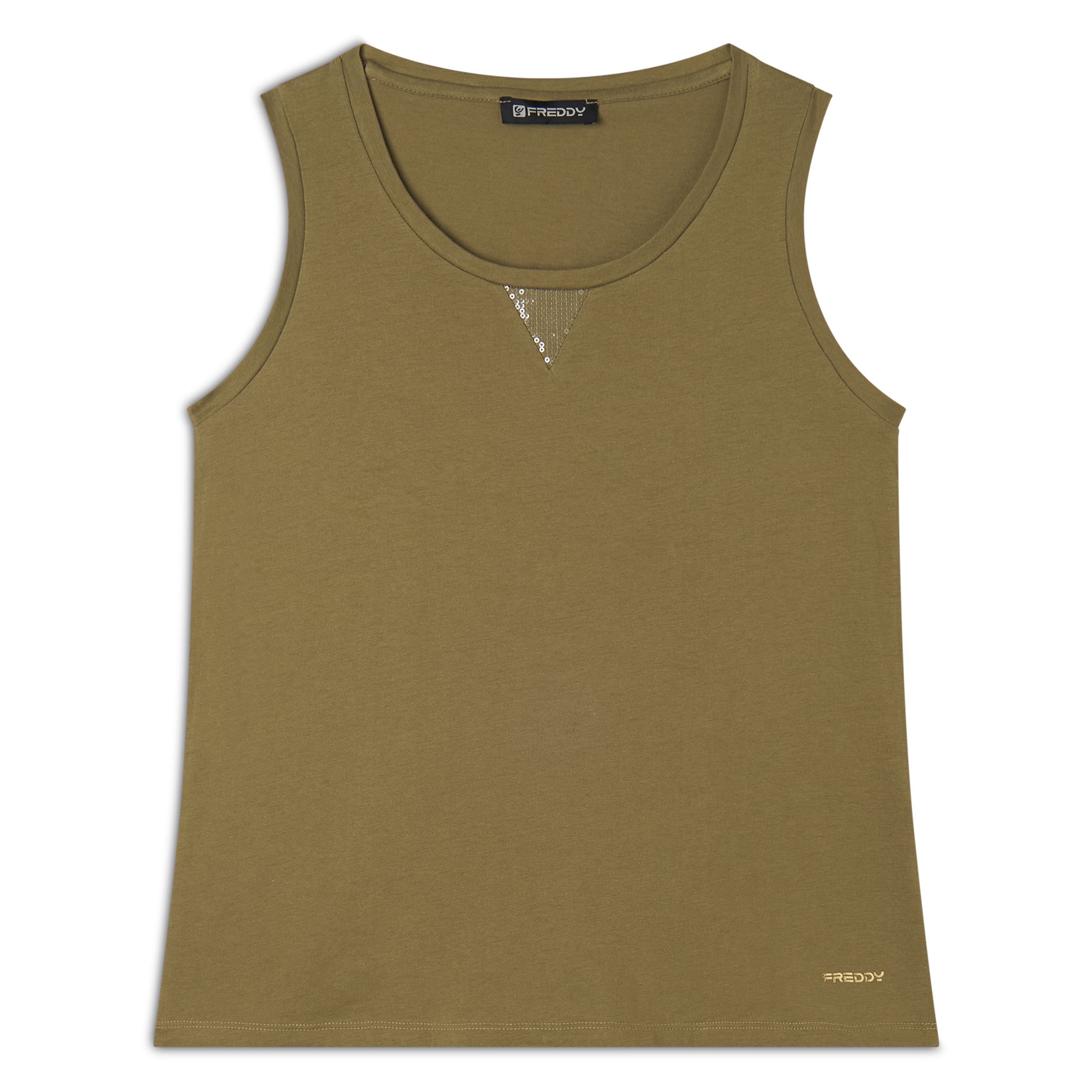 Canotta regular fit in jersey con inserto paillettes