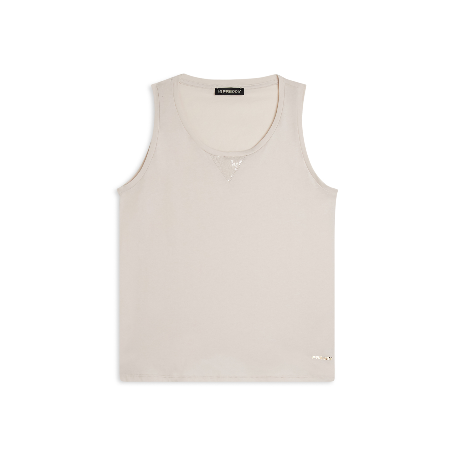 Canotta regular fit in jersey con inserto paillettes