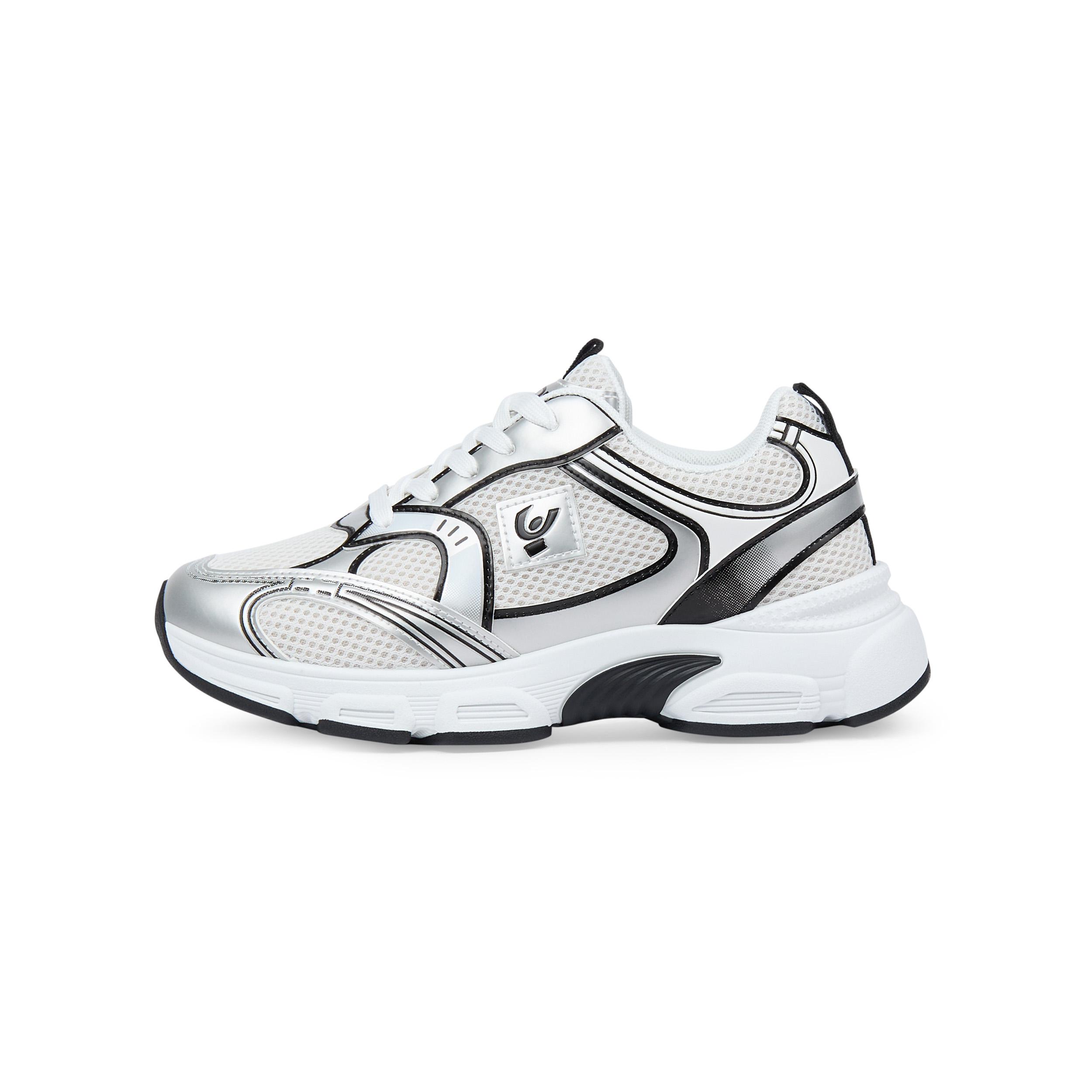 Sneakers in mesh e similpelle con profili a contrasto