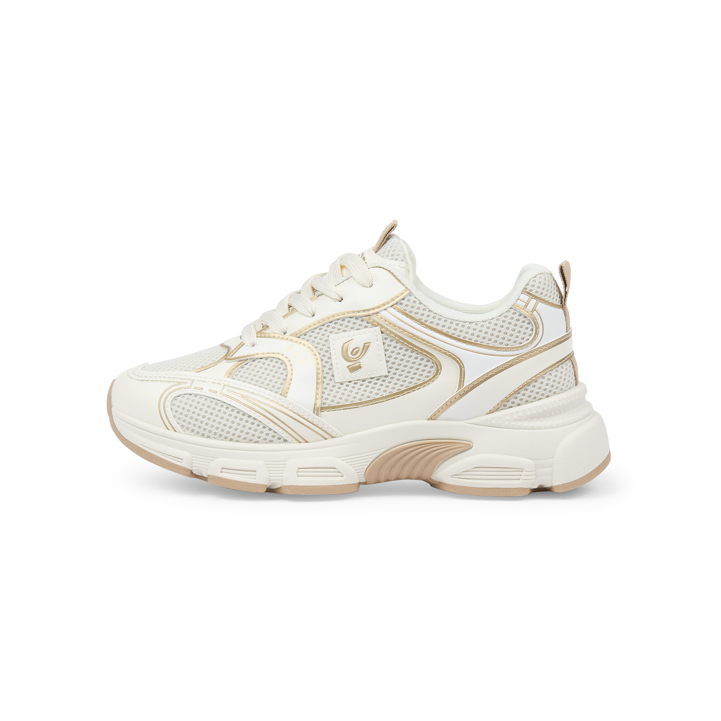 Sneakers in mesh e similpelle con profili a contrasto