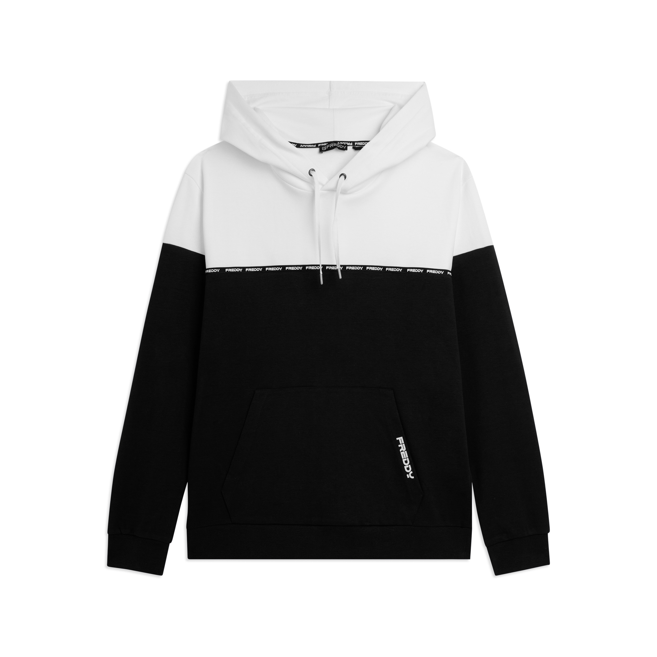 Felpa colour block con cappuccio e inserto logato