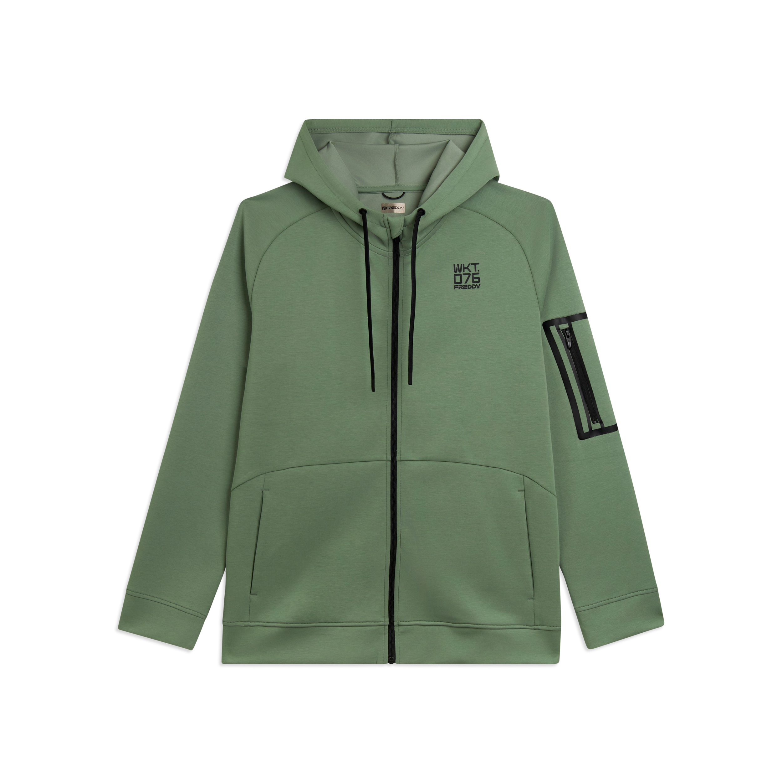 Felpa con cappuccio full zip in tessuto tecnico