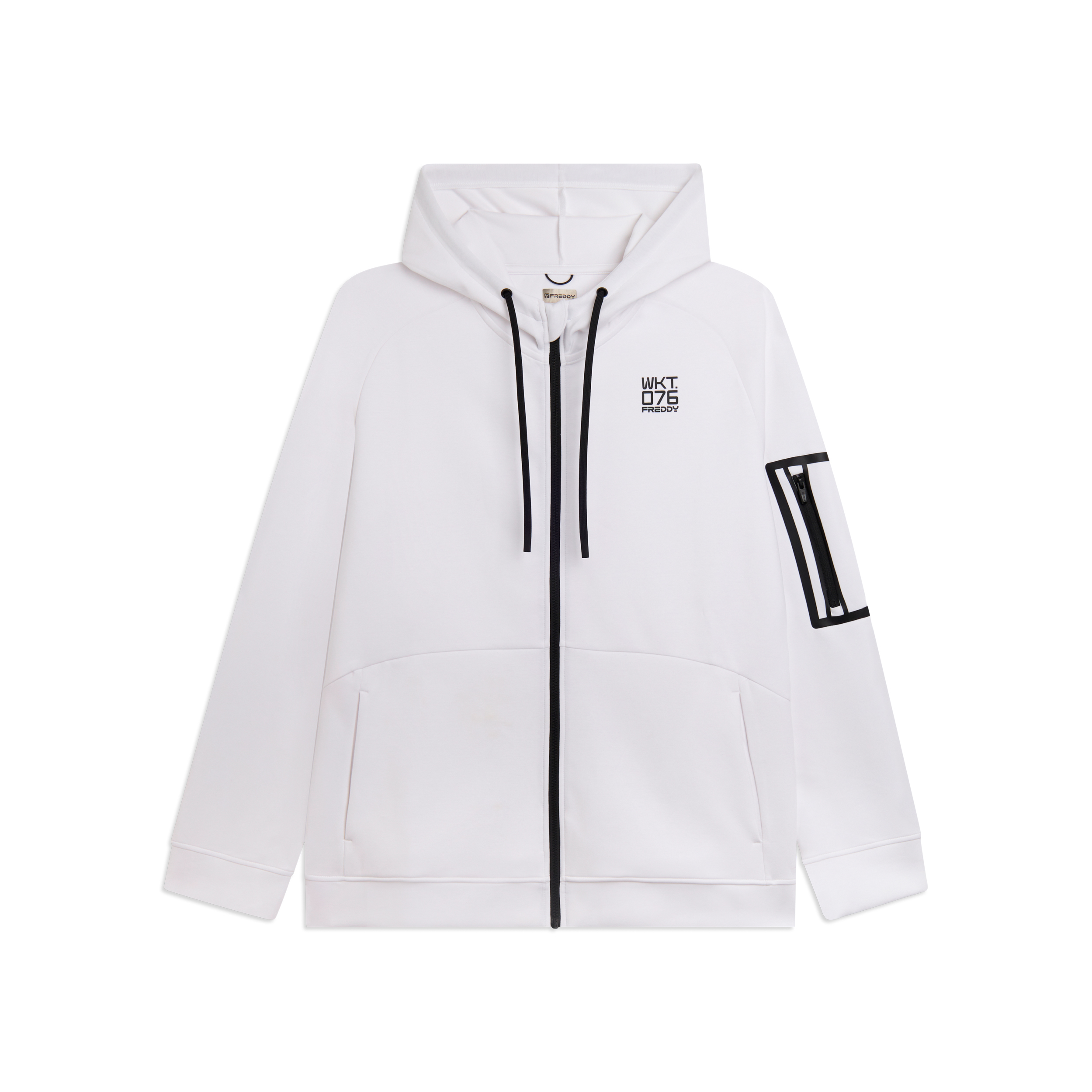 Felpa con cappuccio full zip in tessuto tecnico