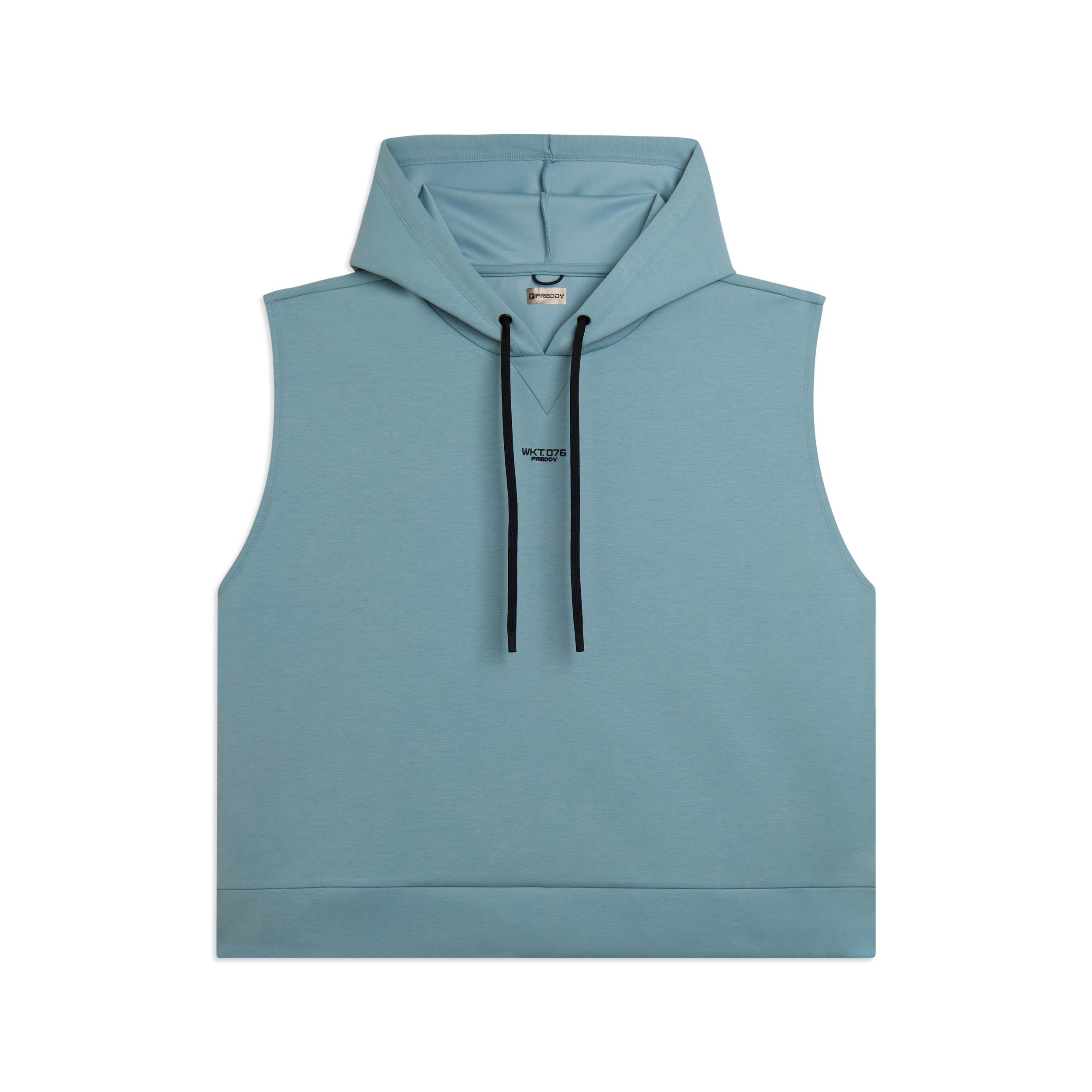 Felpa smanicata con cappuccio in tessuto tecnico