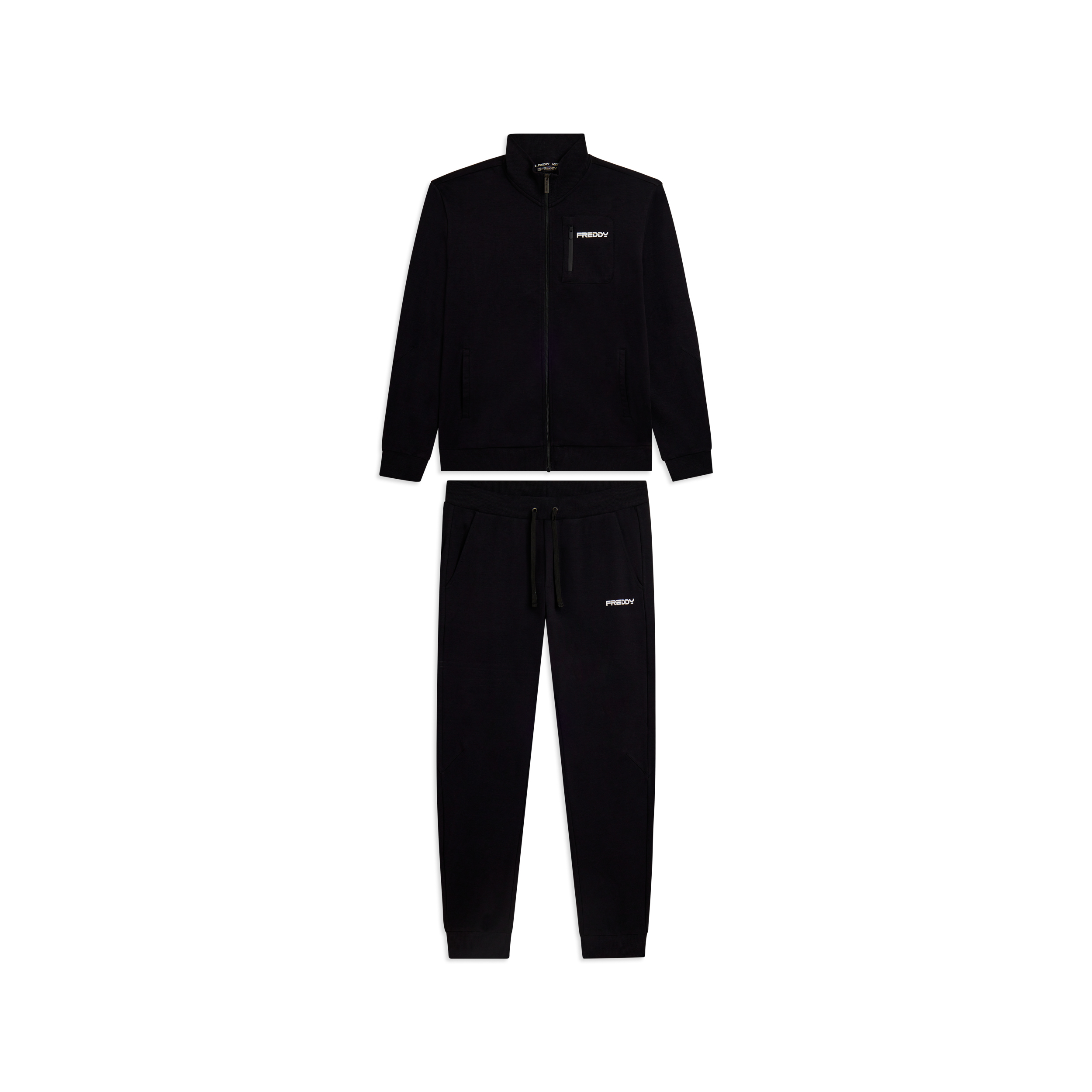 Tuta uomo zip e collo alto in cotone Interlock