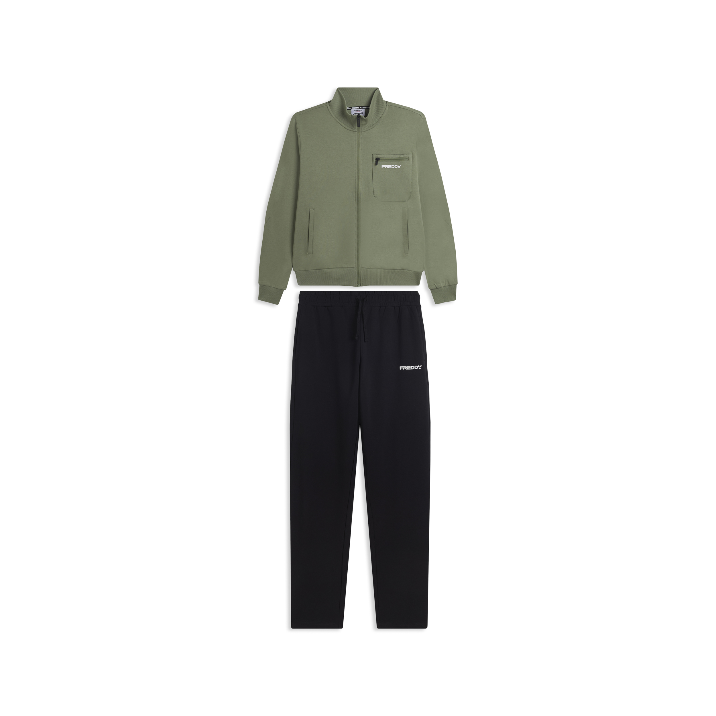 Tuta uomo zip e collo alto in cotone Interlock