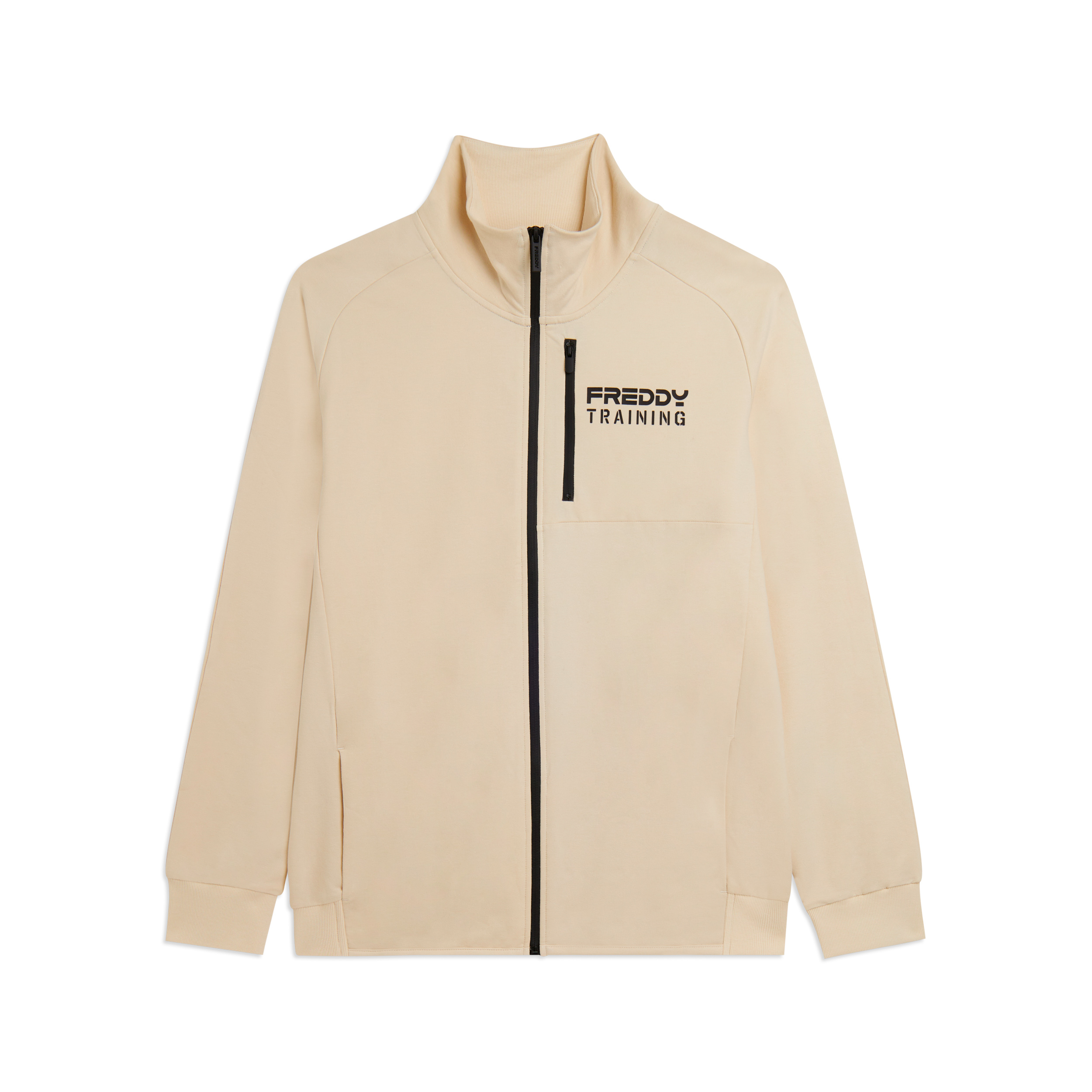 Felpa zip con taschino e cuciture sportive