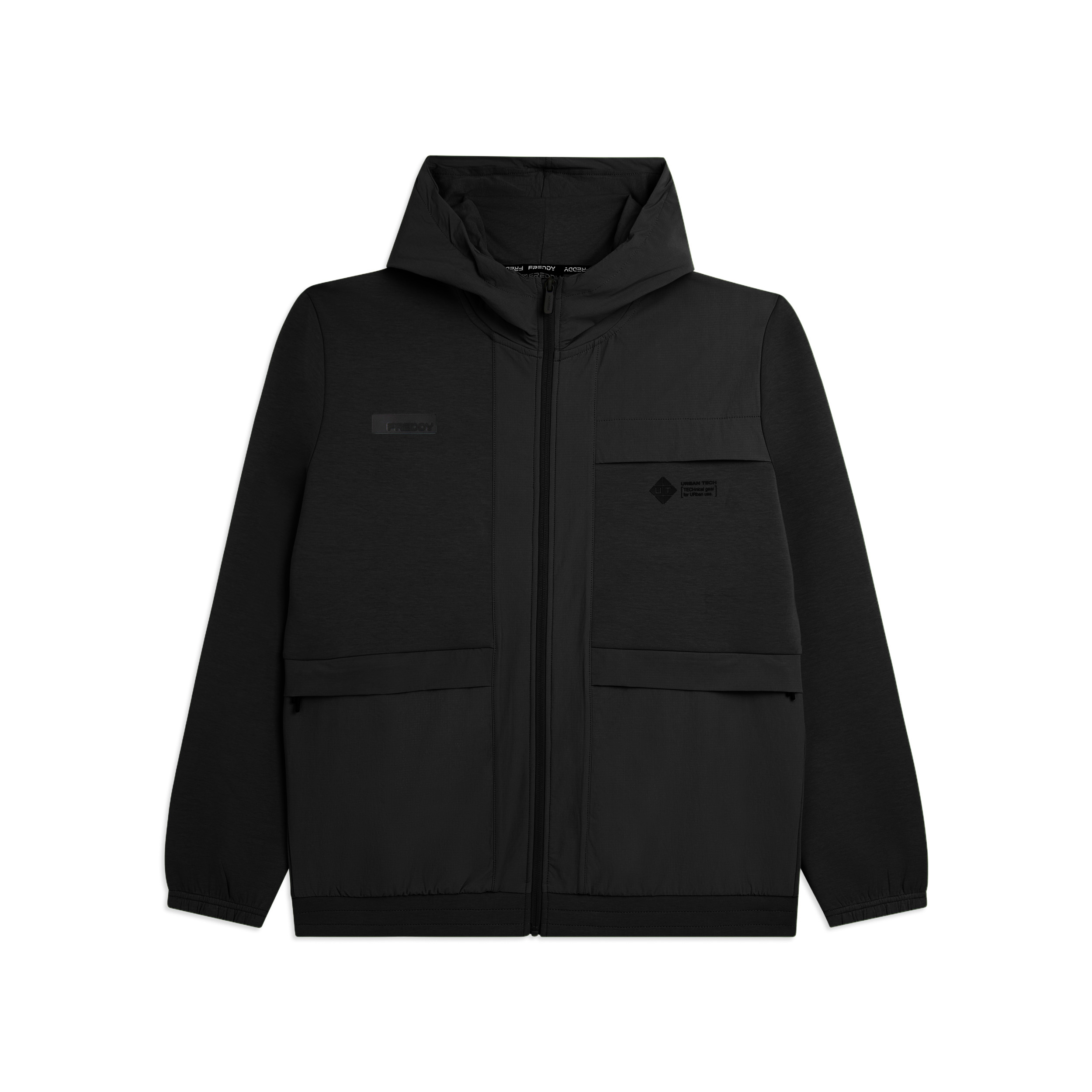 Felpa Zip Cappuccio con Inserti Nylon Rip-Stop