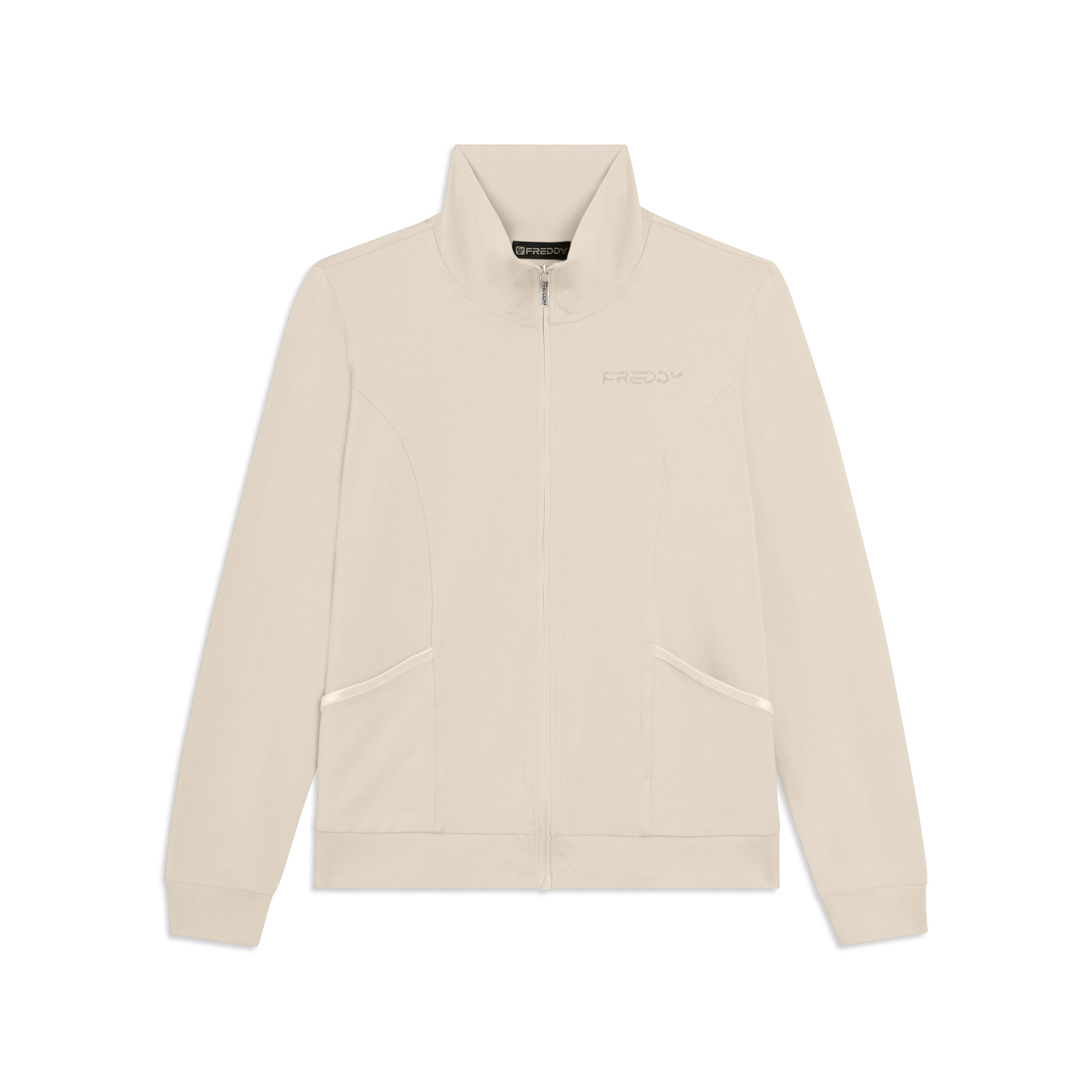 Felpa con Zip e Collo Alto in Jersey Elasticizzato