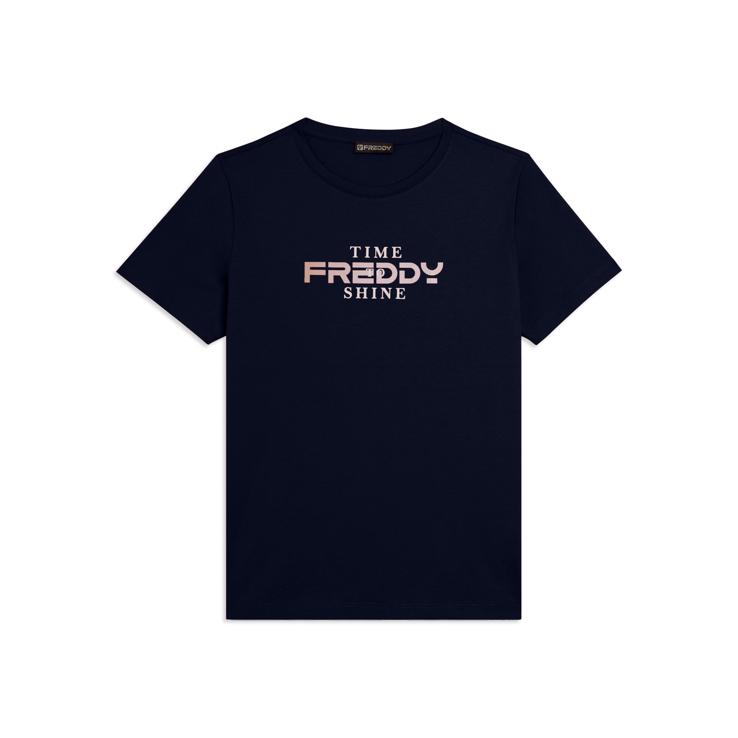 T-shirt Comfort Fit con Logo FREDDY e Slogan "Time Shine"