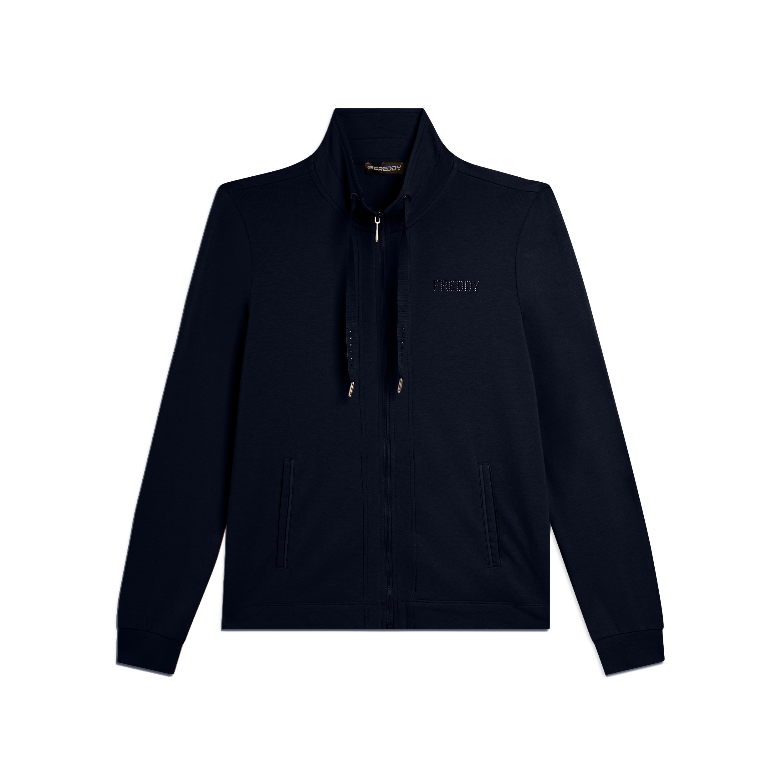 Felpa Zip e Collo Alto con logo FREDDY in strass