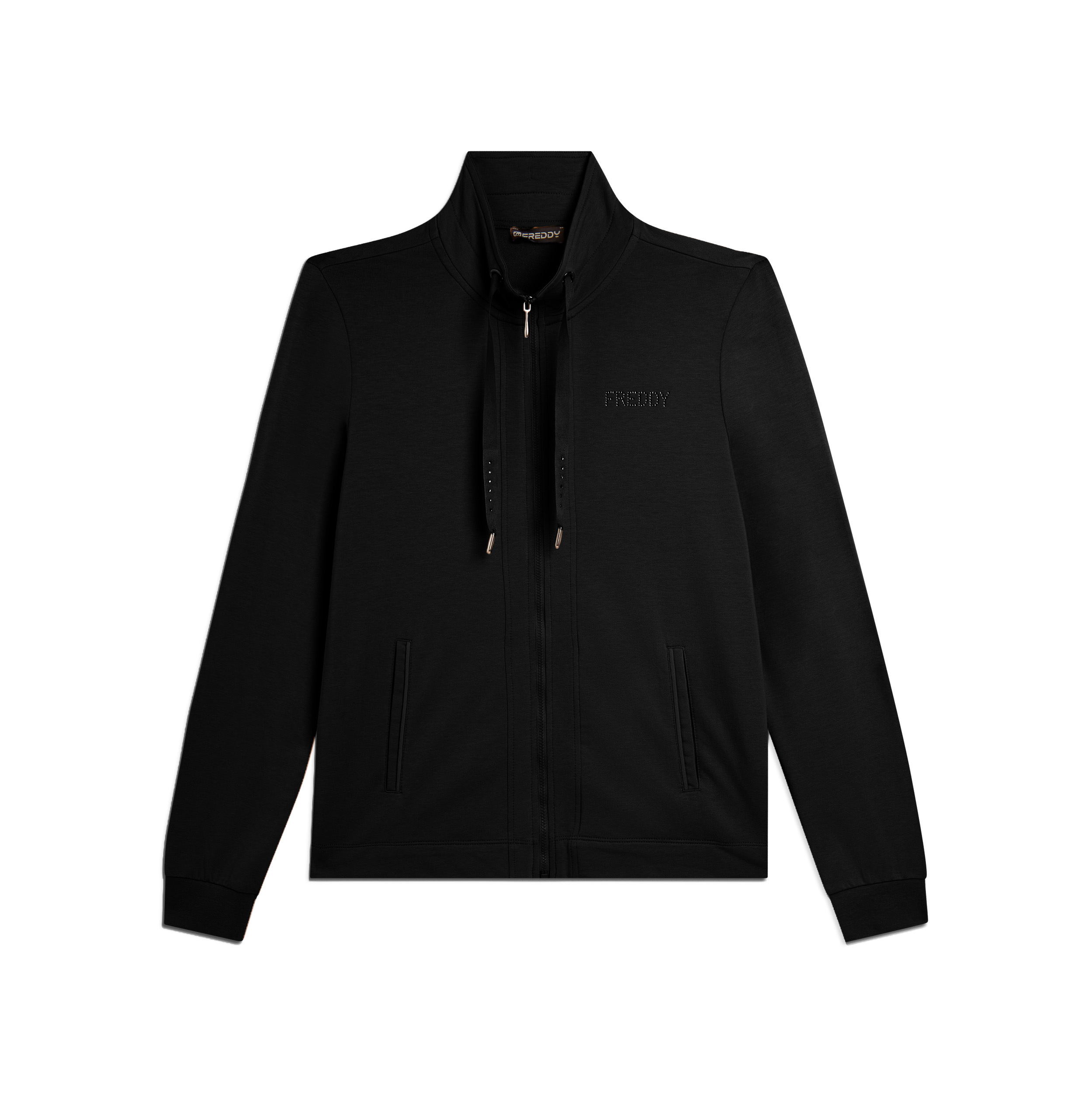Felpa Zip e Collo Alto con logo FREDDY in strass
