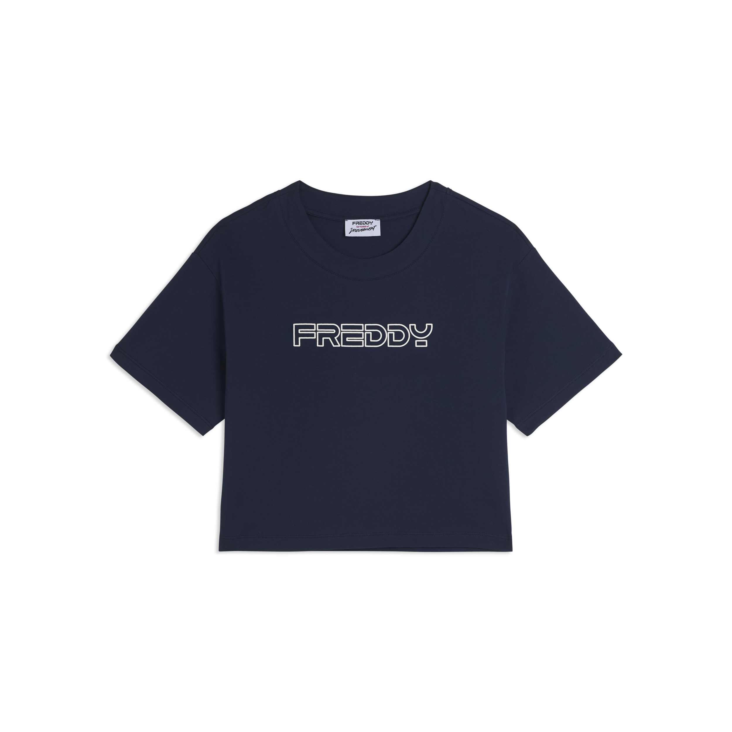 T-shirt Cropped in Jersey di Cotone con Logo FREDDY