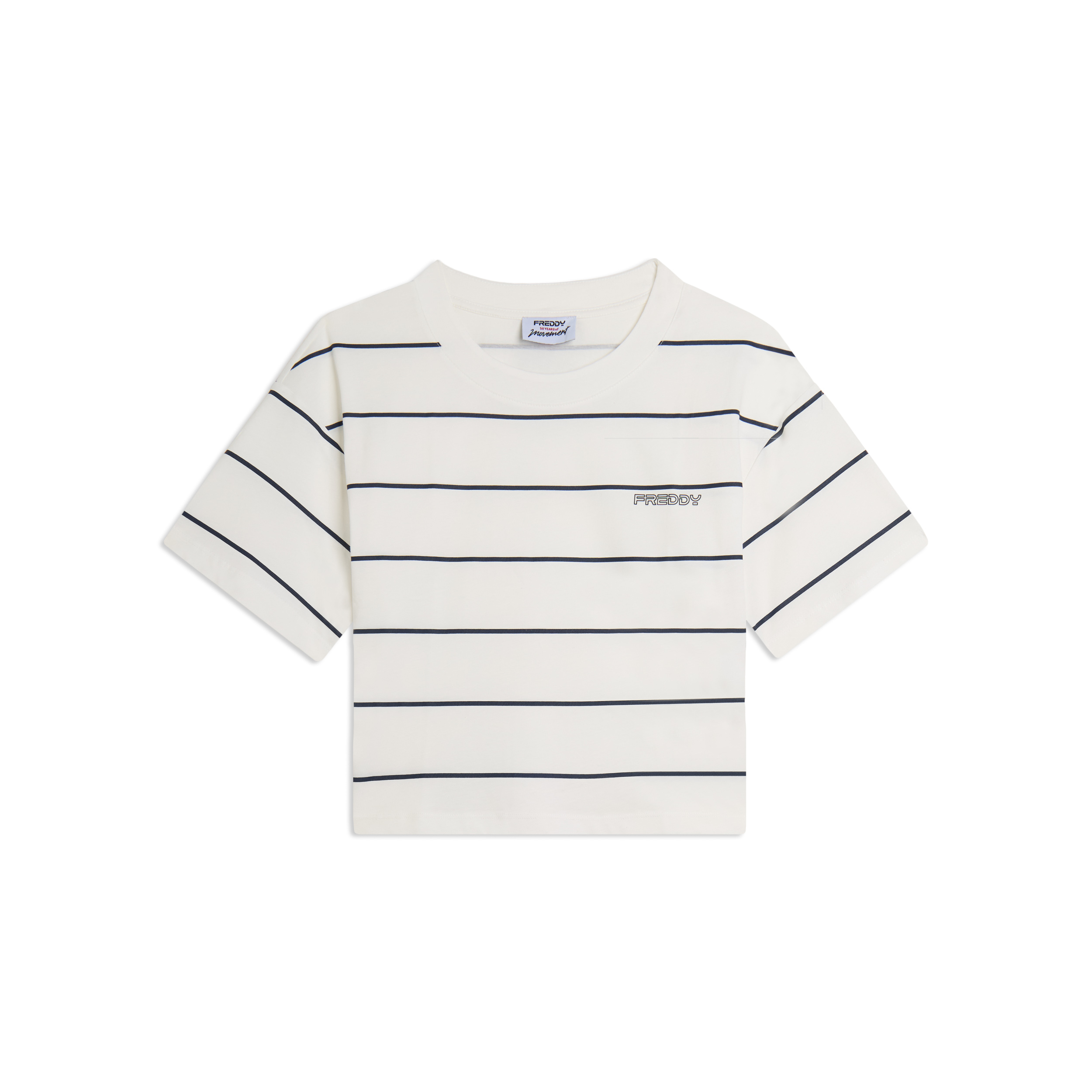 T-shirt Cropped con Maniche ampie e Fantasia a Righe