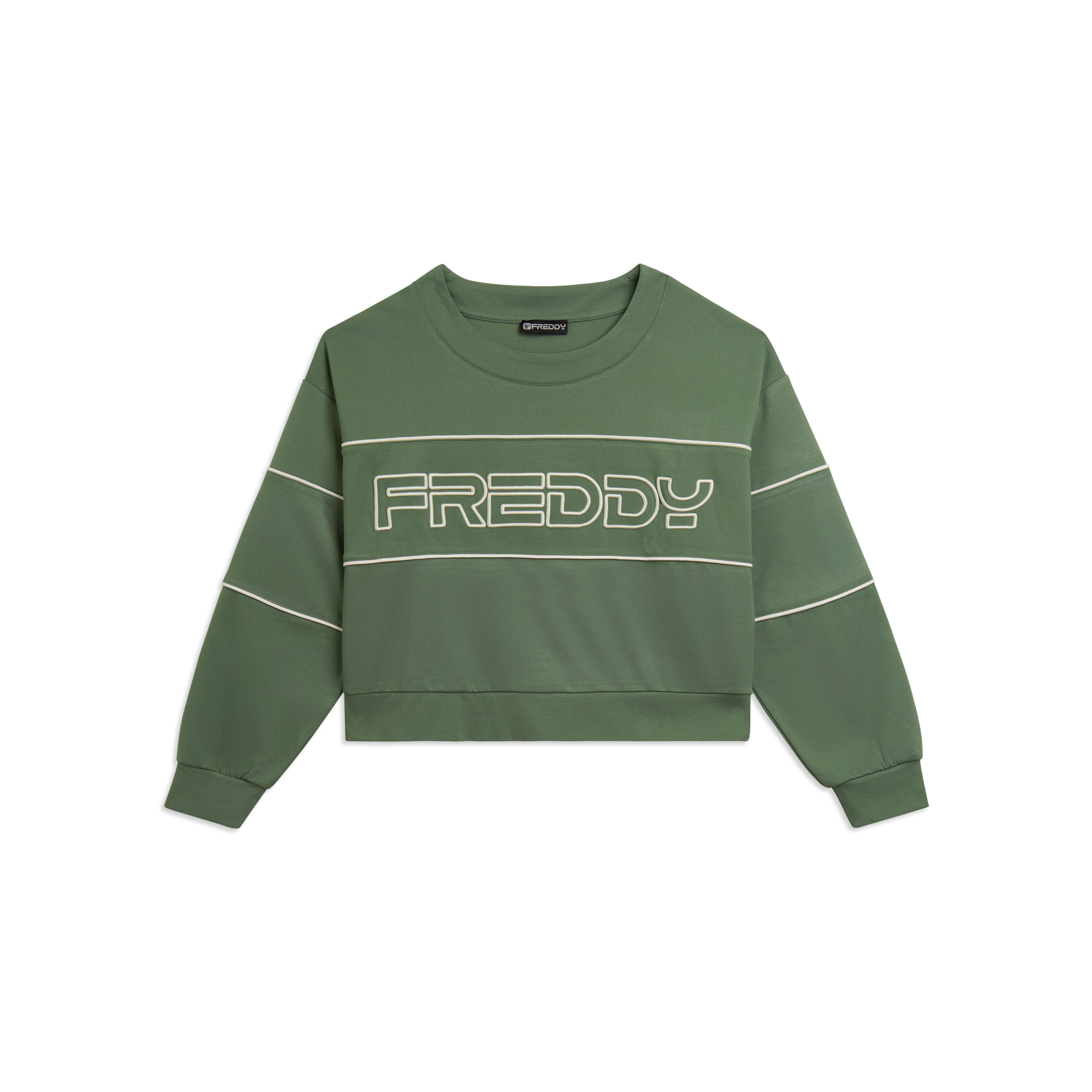 Felpa Comfort fit Cropped con Maxi Logo Ricamato