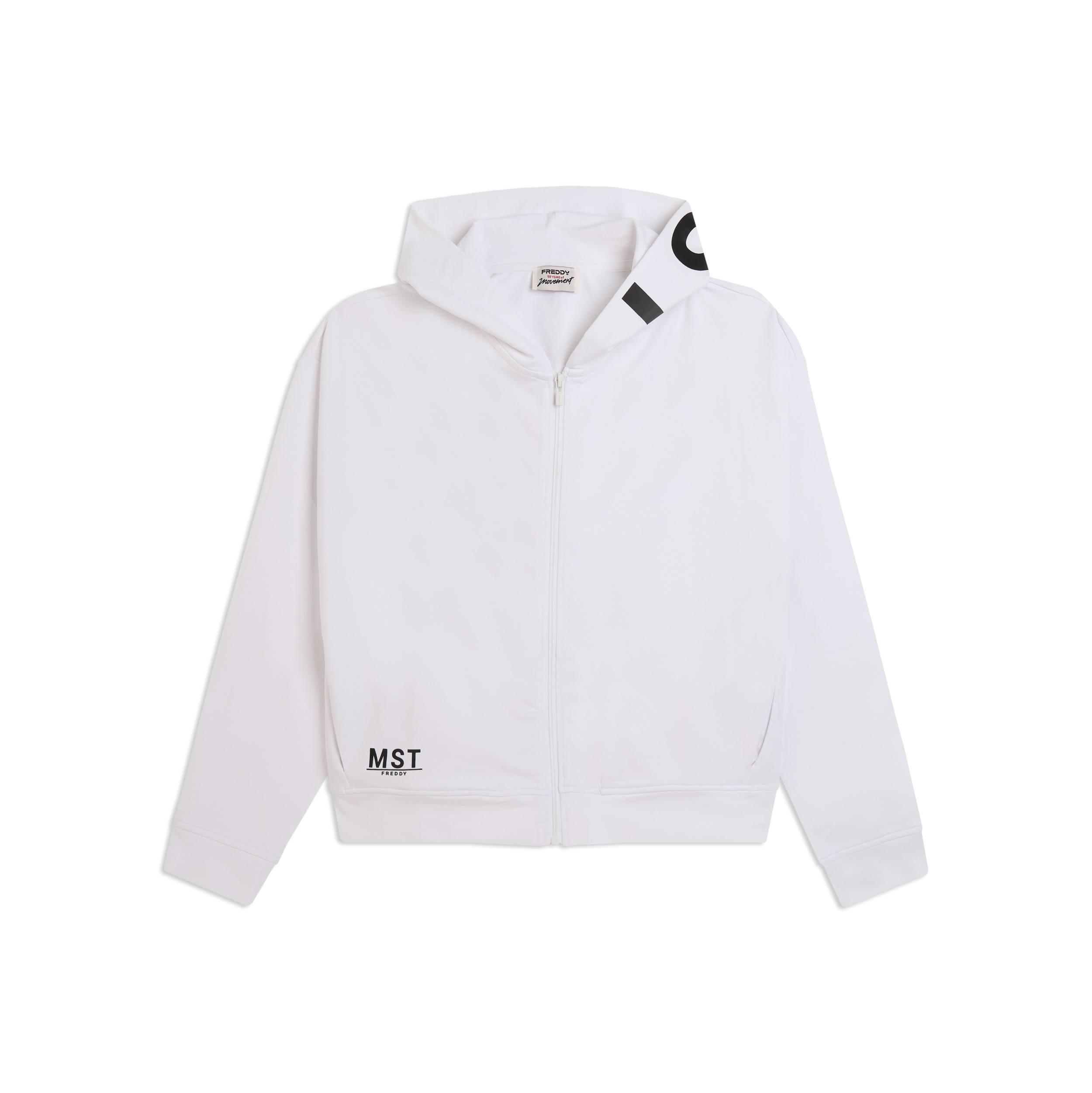 Felpa cropped cappuccio zip con stampa MST