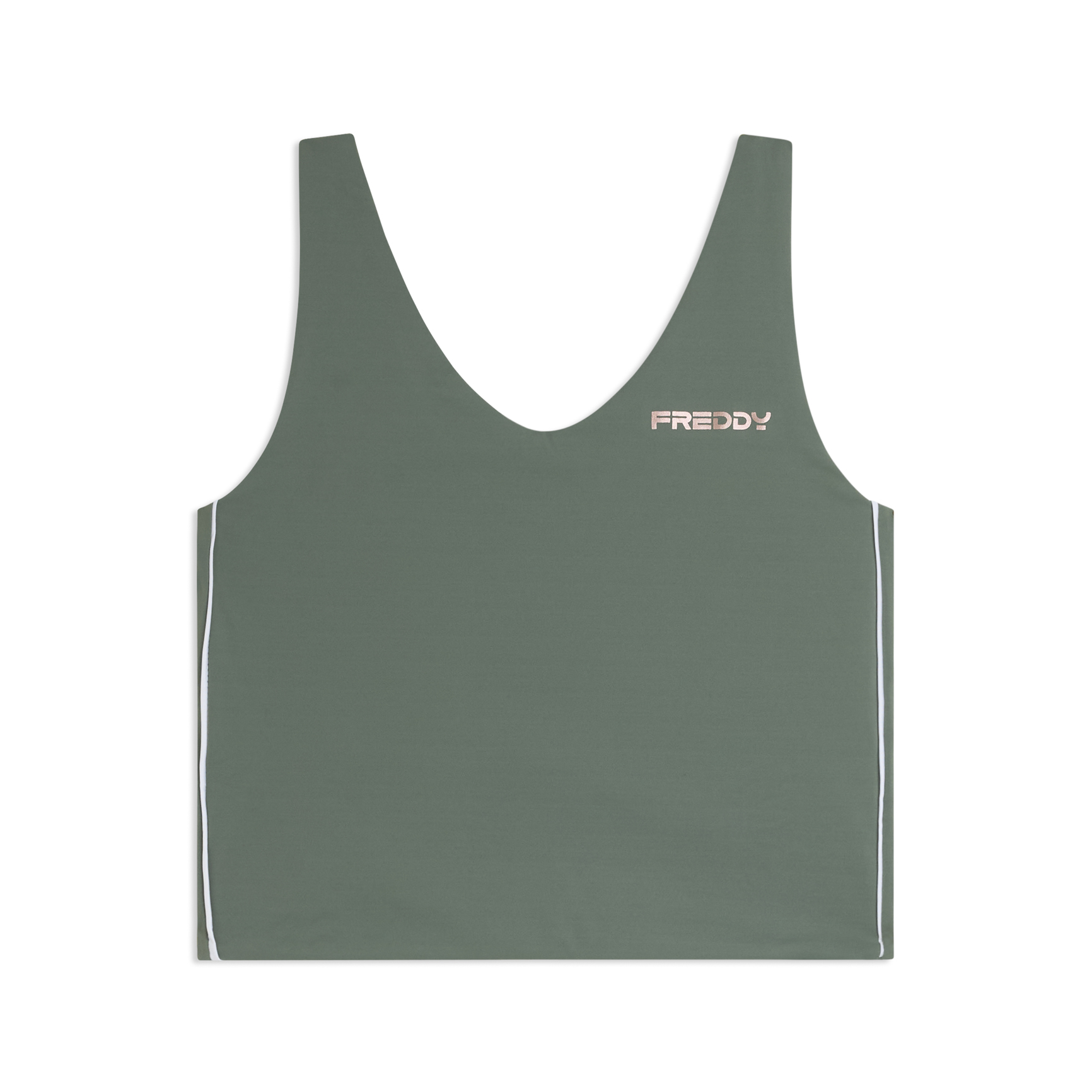 Canotta cropped slim fit con scollo a V in jersey quick dry