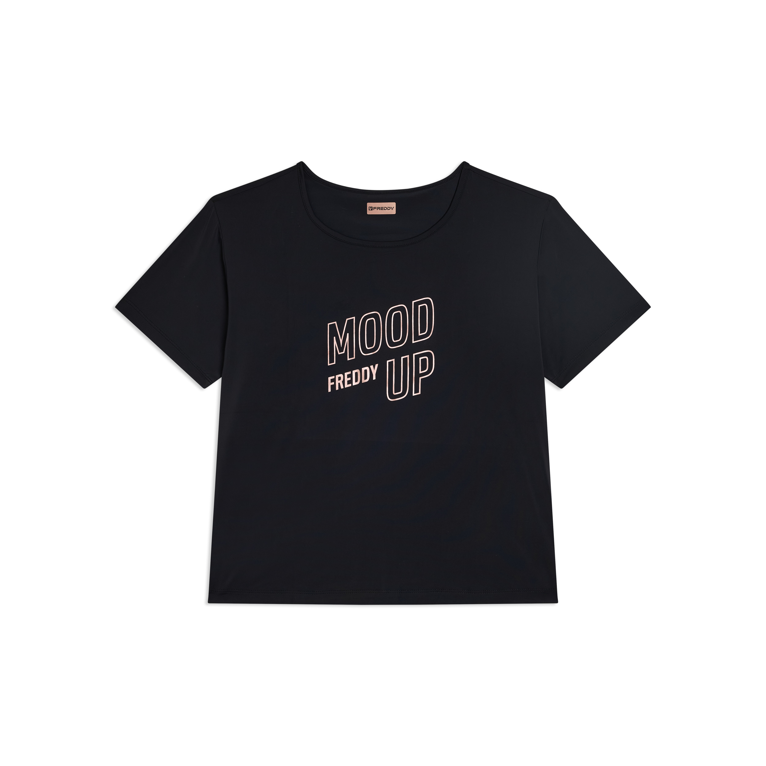 T-shirt cropped ampia in jersey tecnico con stampa “Mood Up”