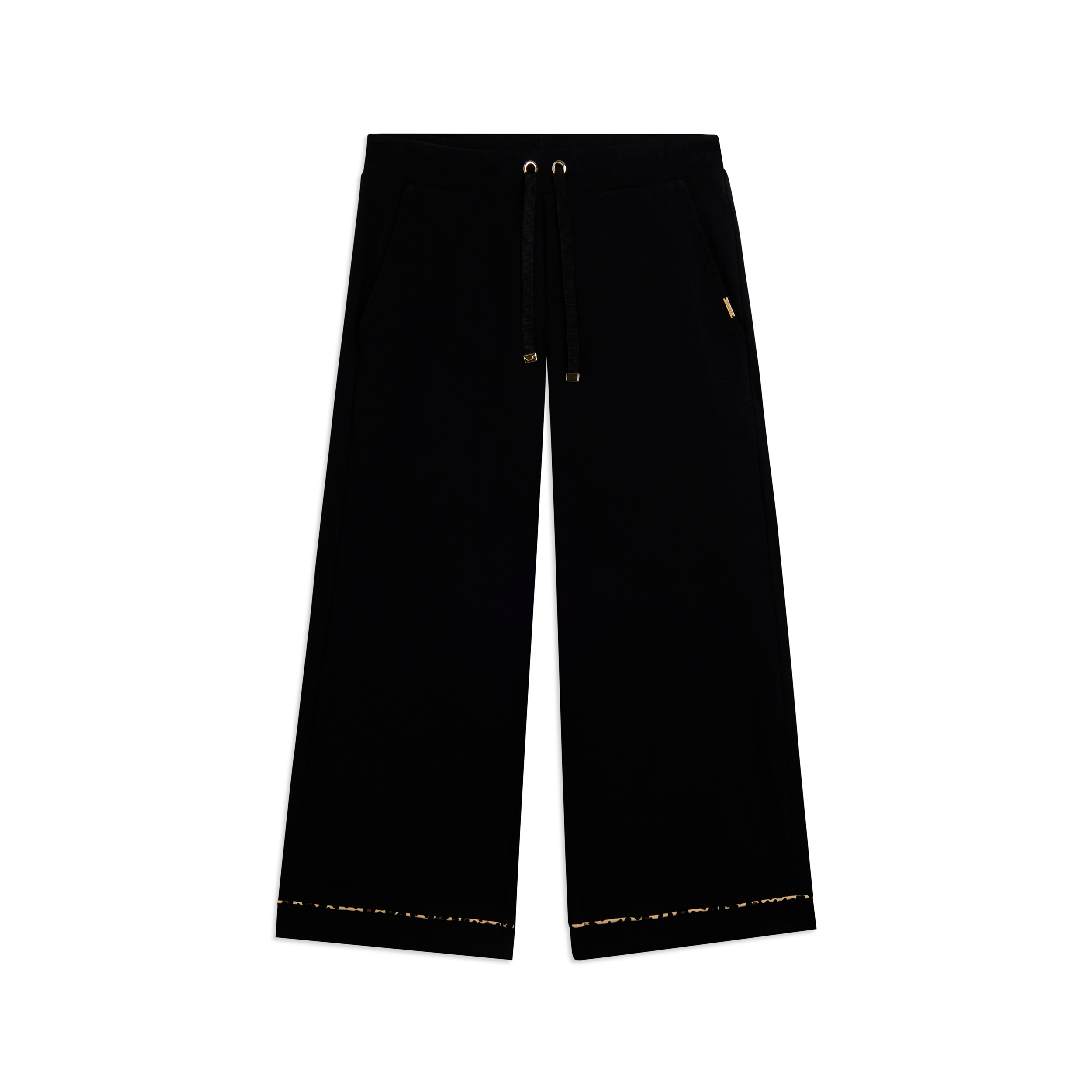 Pantaloni cropped wide leg con dettaglio animalier