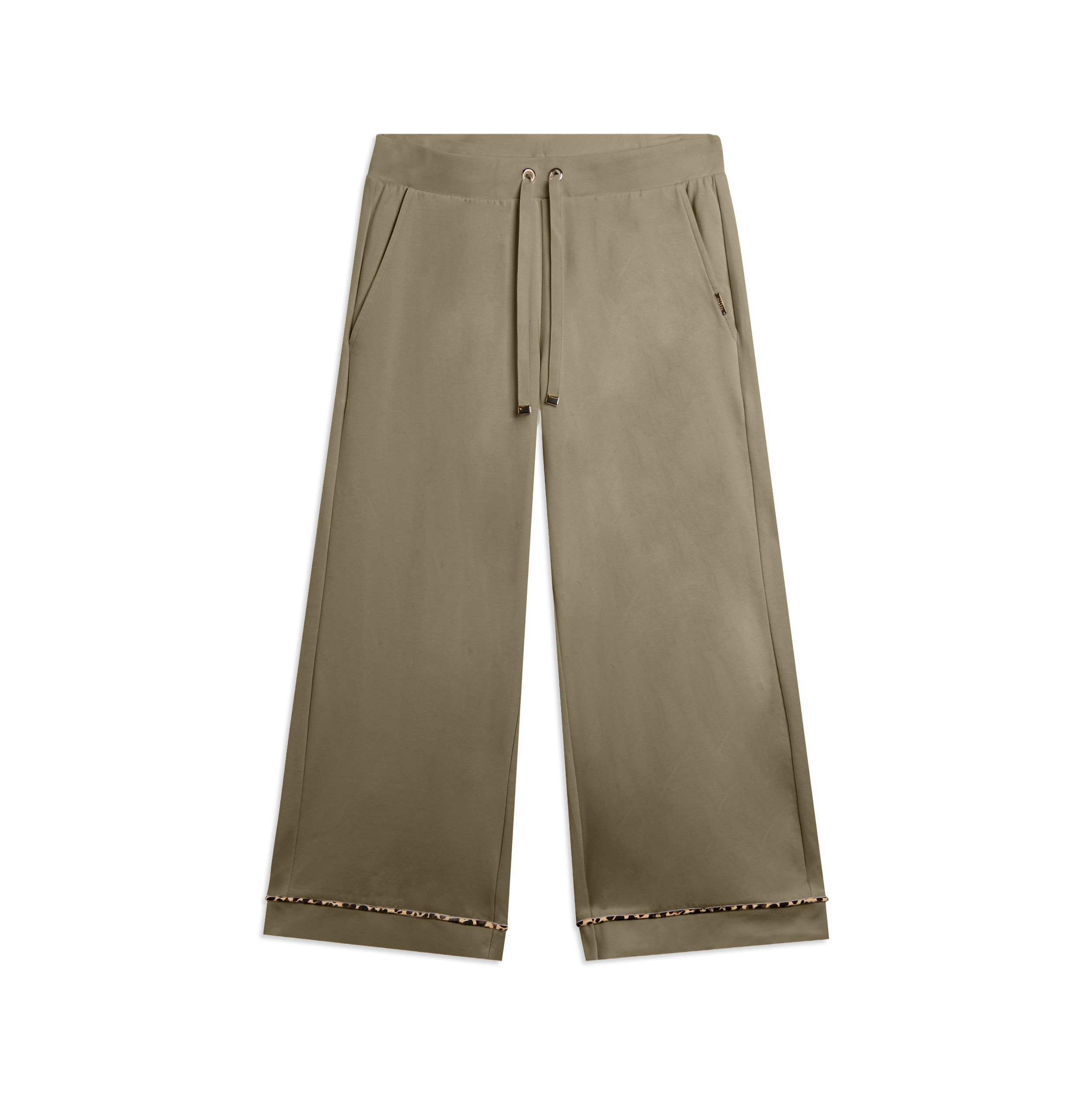 Pantaloni cropped wide leg con dettaglio animalier