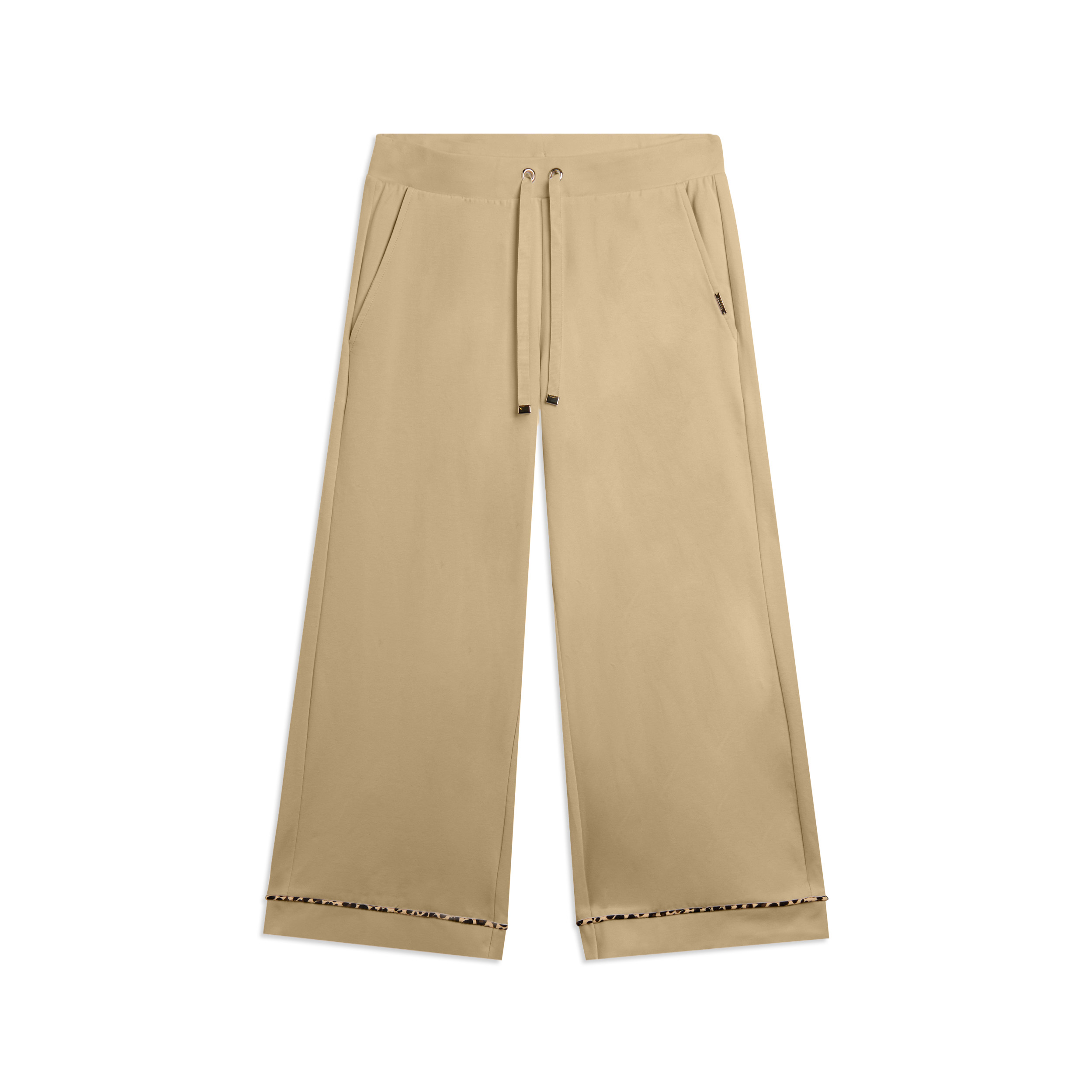 Pantaloni cropped wide leg con dettaglio animalier