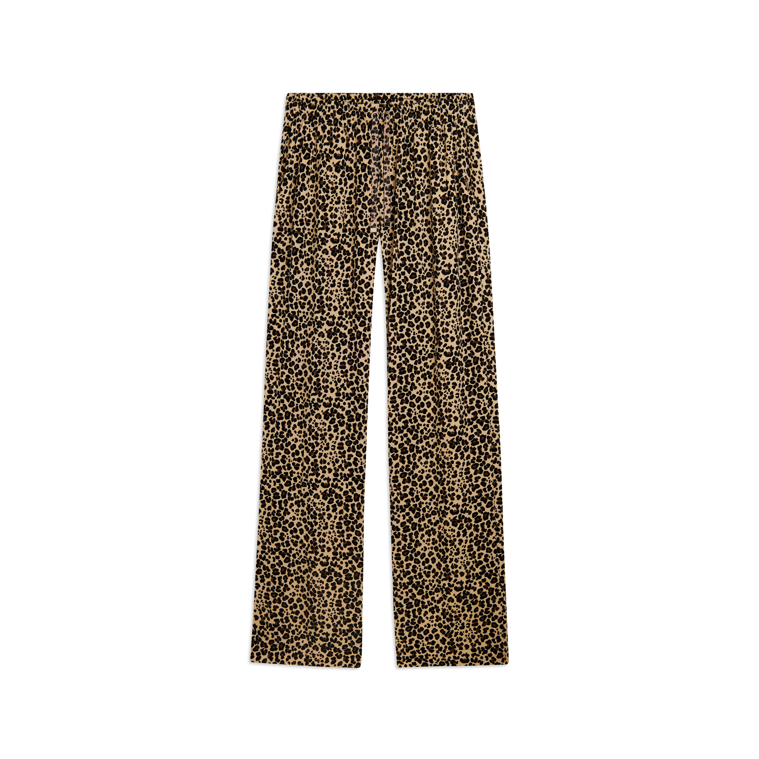Pantaloni wide leg in viscosa fantasia animalier