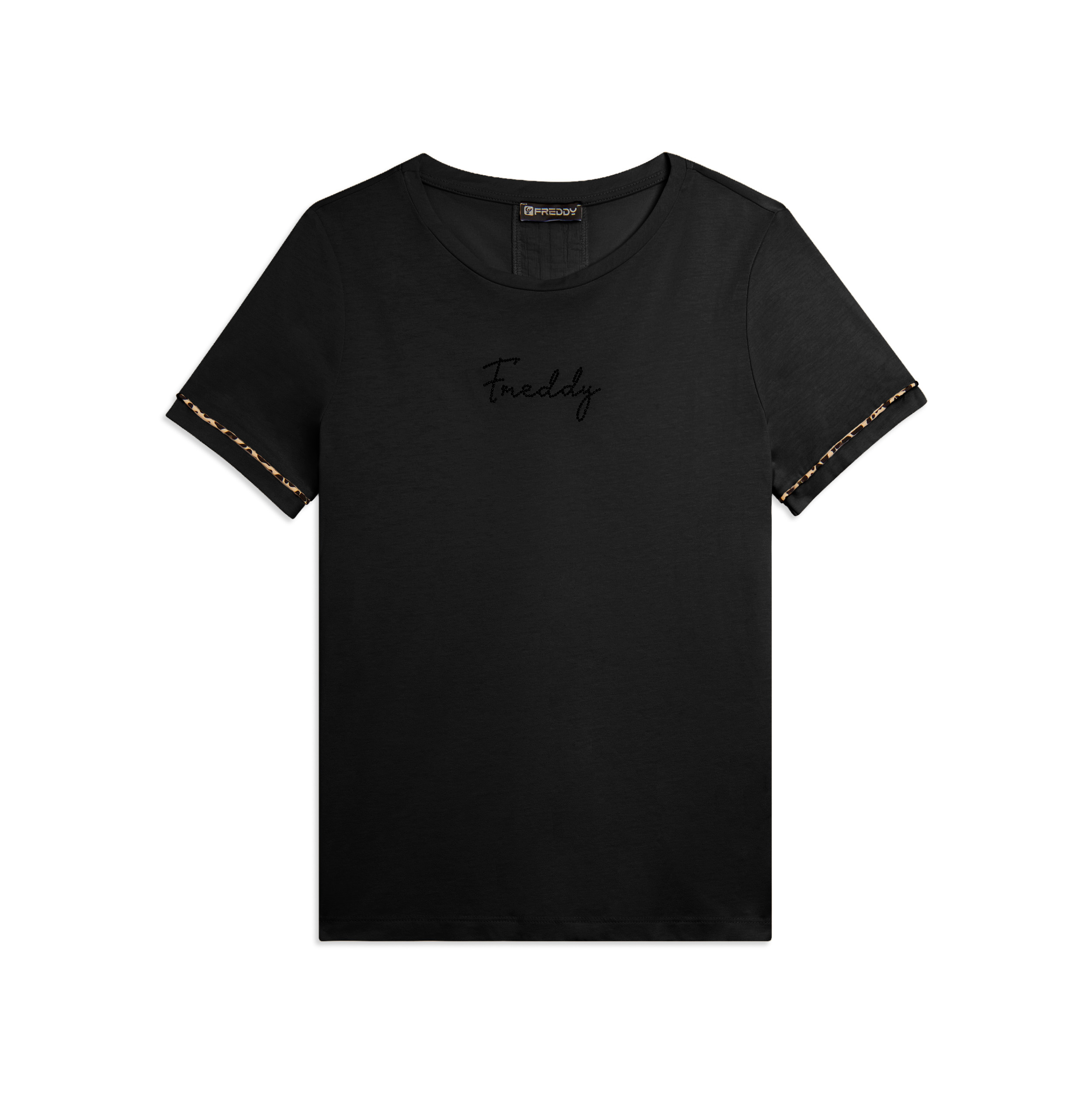 T-shirt con inserto crinkle sul retro e dettagli animalier