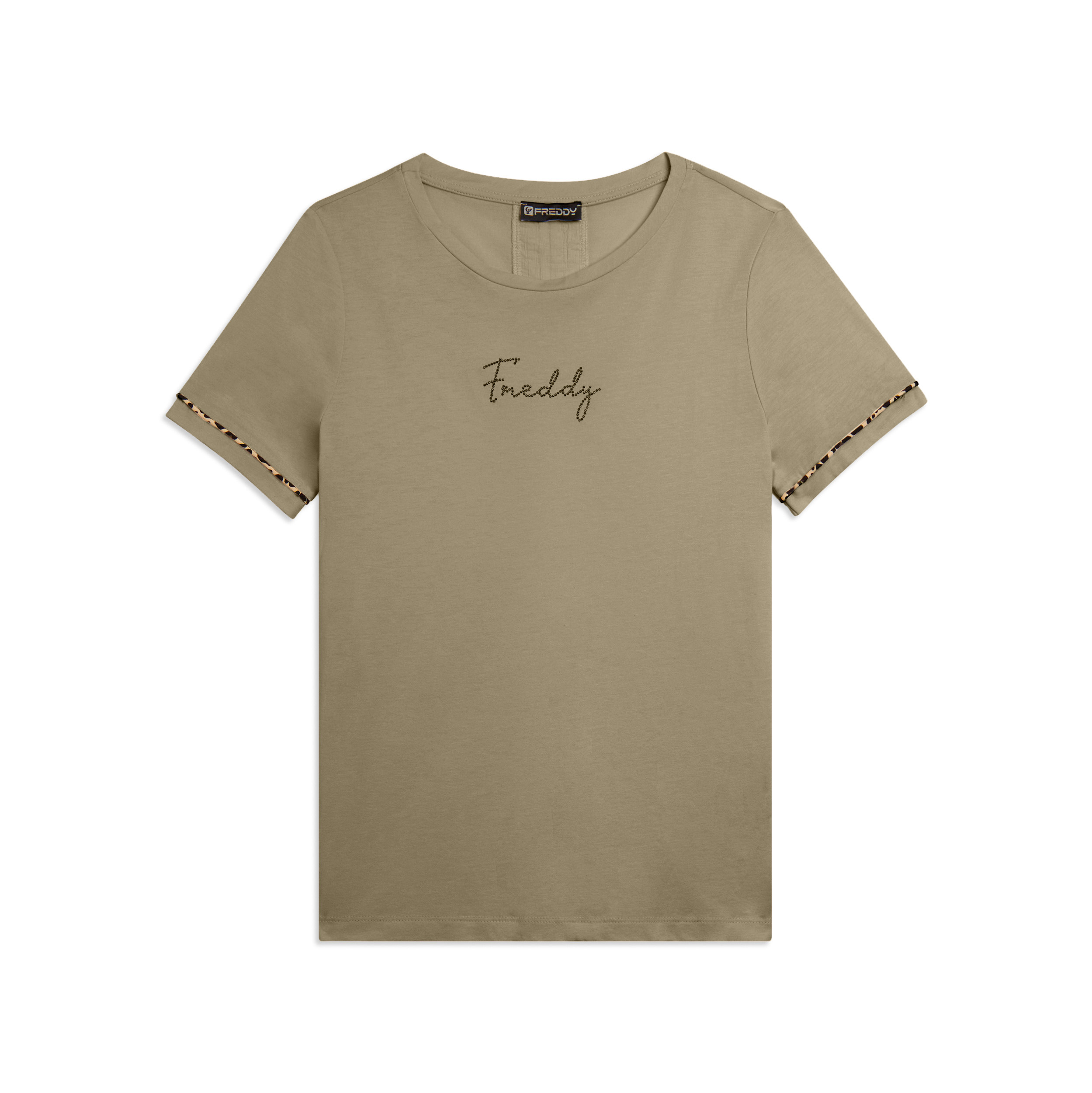 T-shirt con inserto crinkle sul retro e dettagli animalier