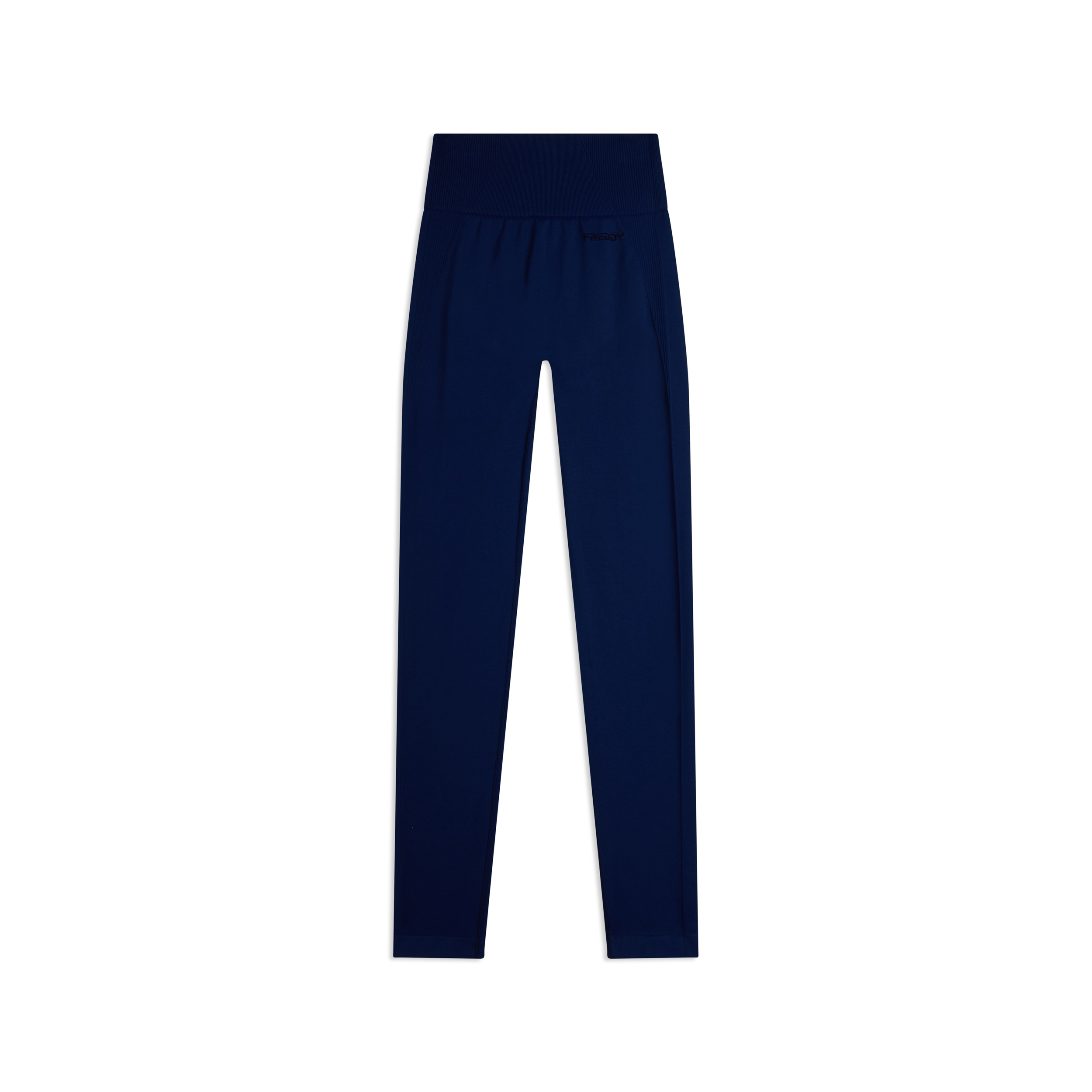 Leggings Seamless 7/8 con Vita Alta e Inserti in Costina