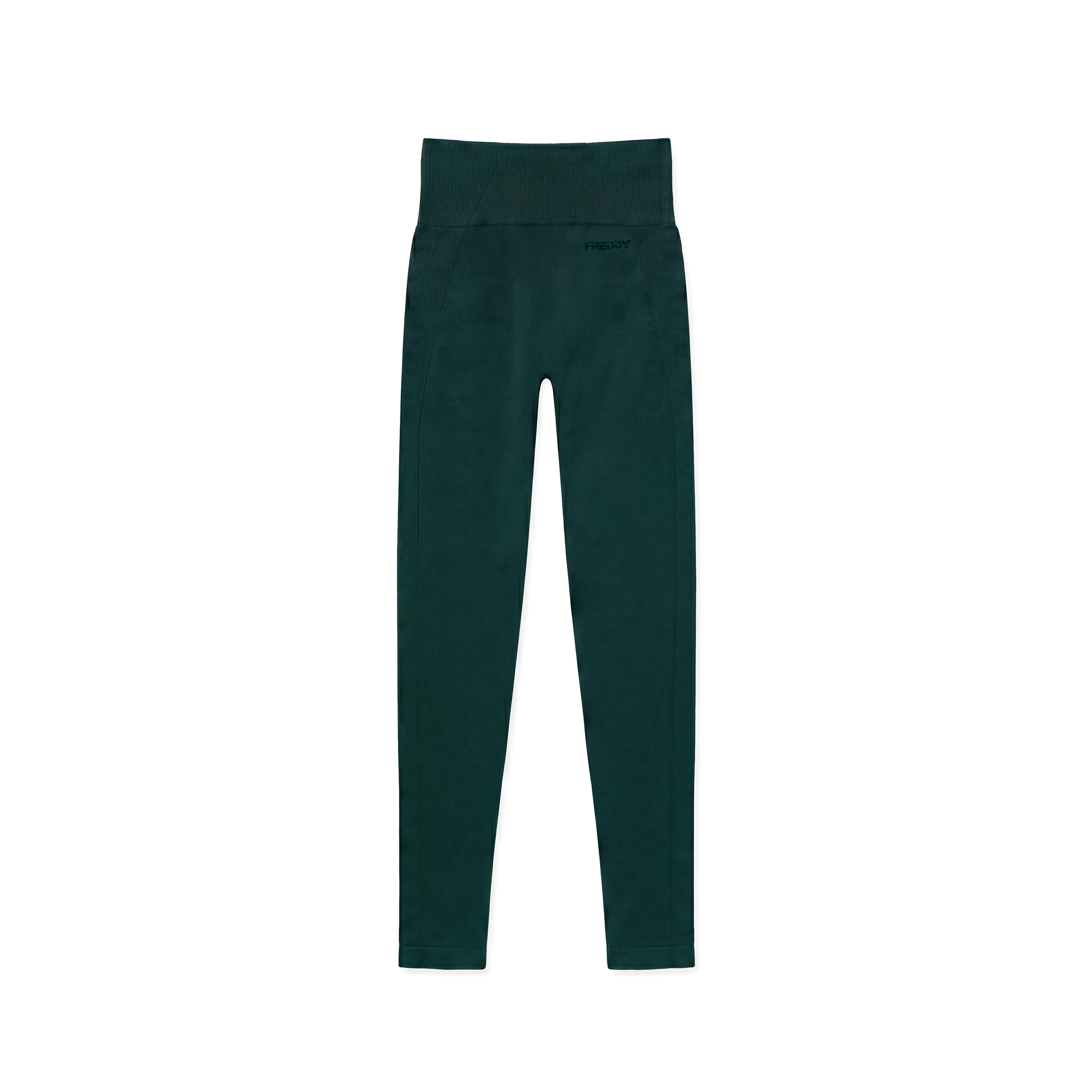 Leggings Seamless 7/8 con Vita Alta e Inserti in Costina