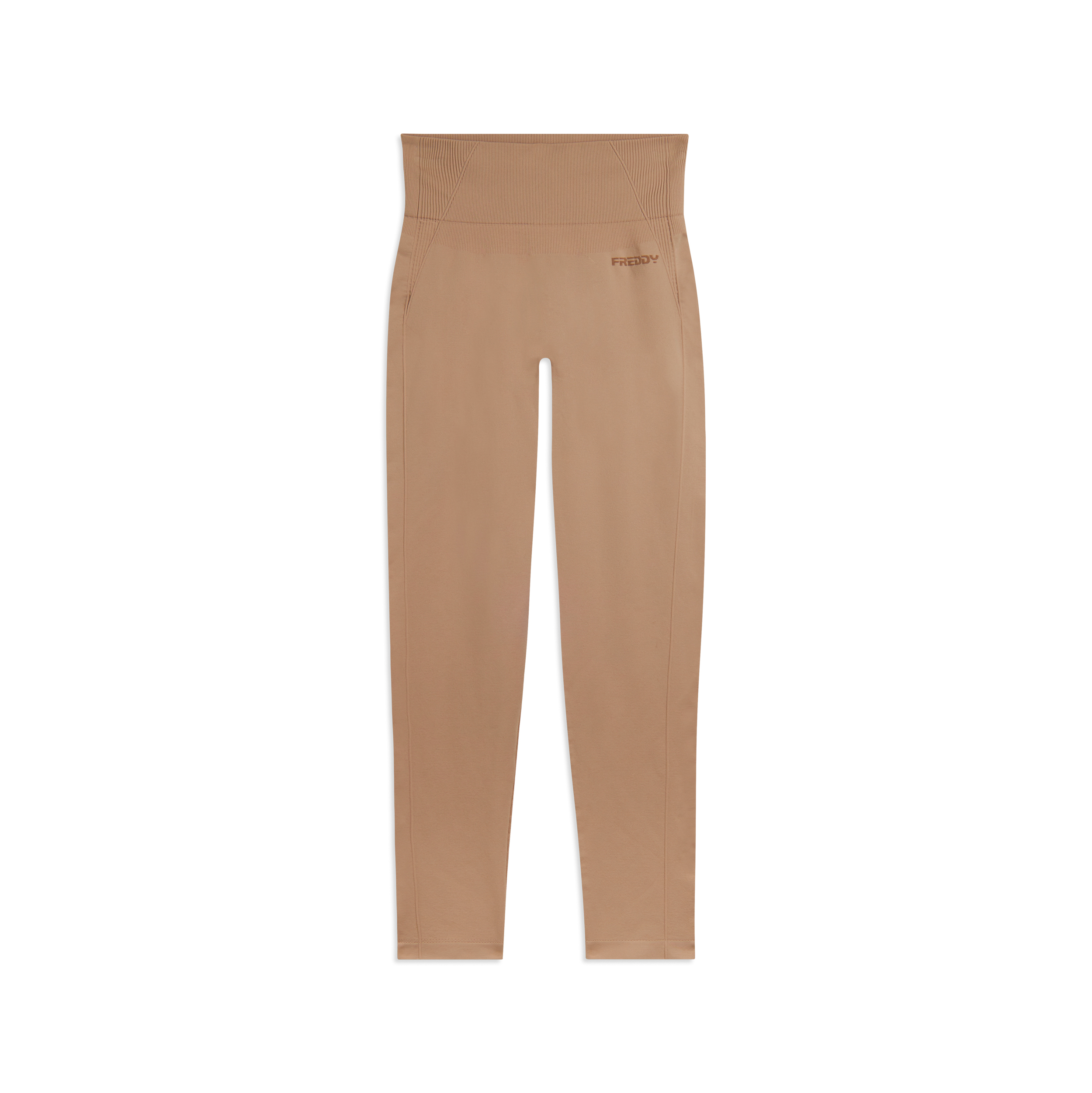 Leggings Seamless 7/8 con Vita Alta e Inserti in Costina