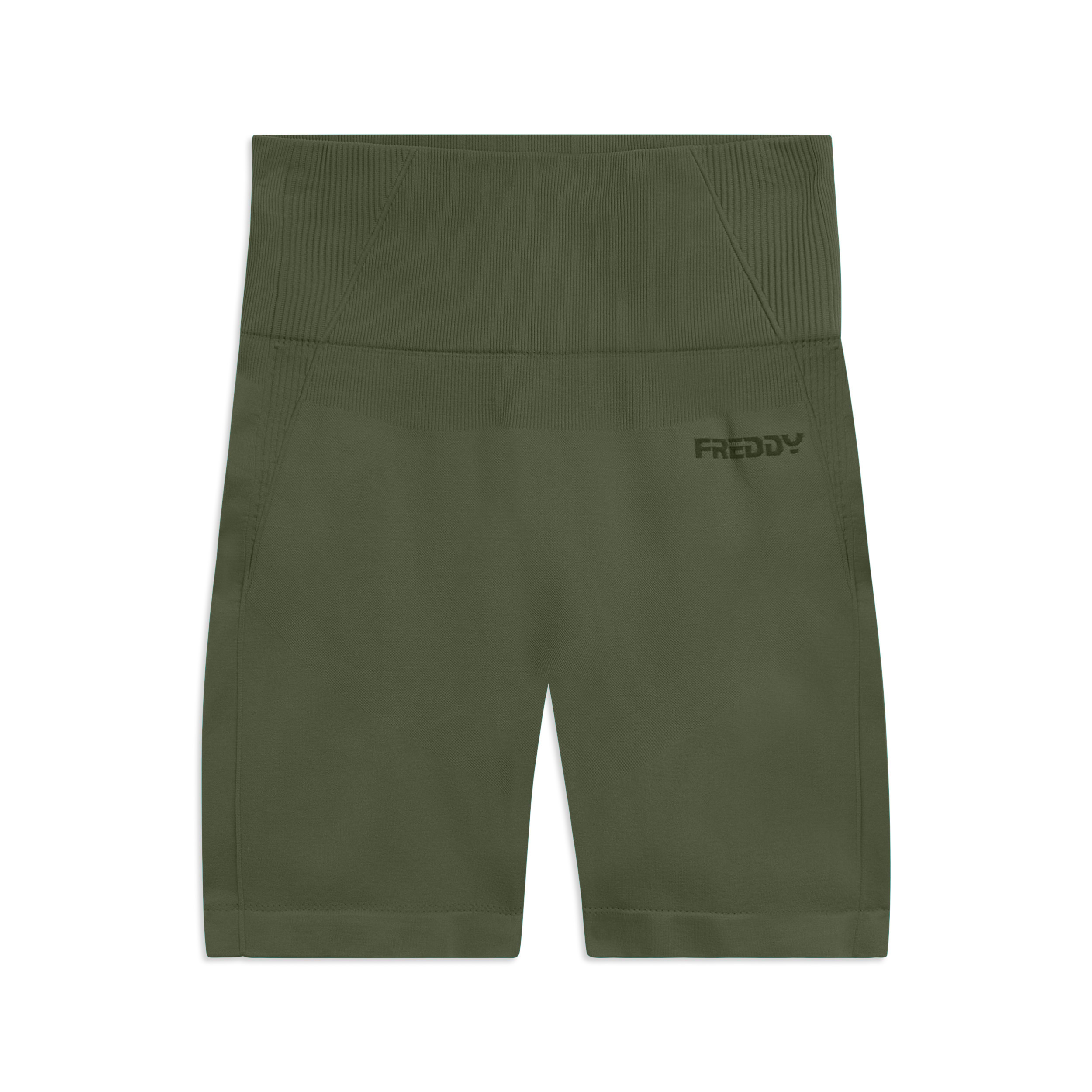 Leggings Corti Seamless con Vita Alta e Inserti in Costina