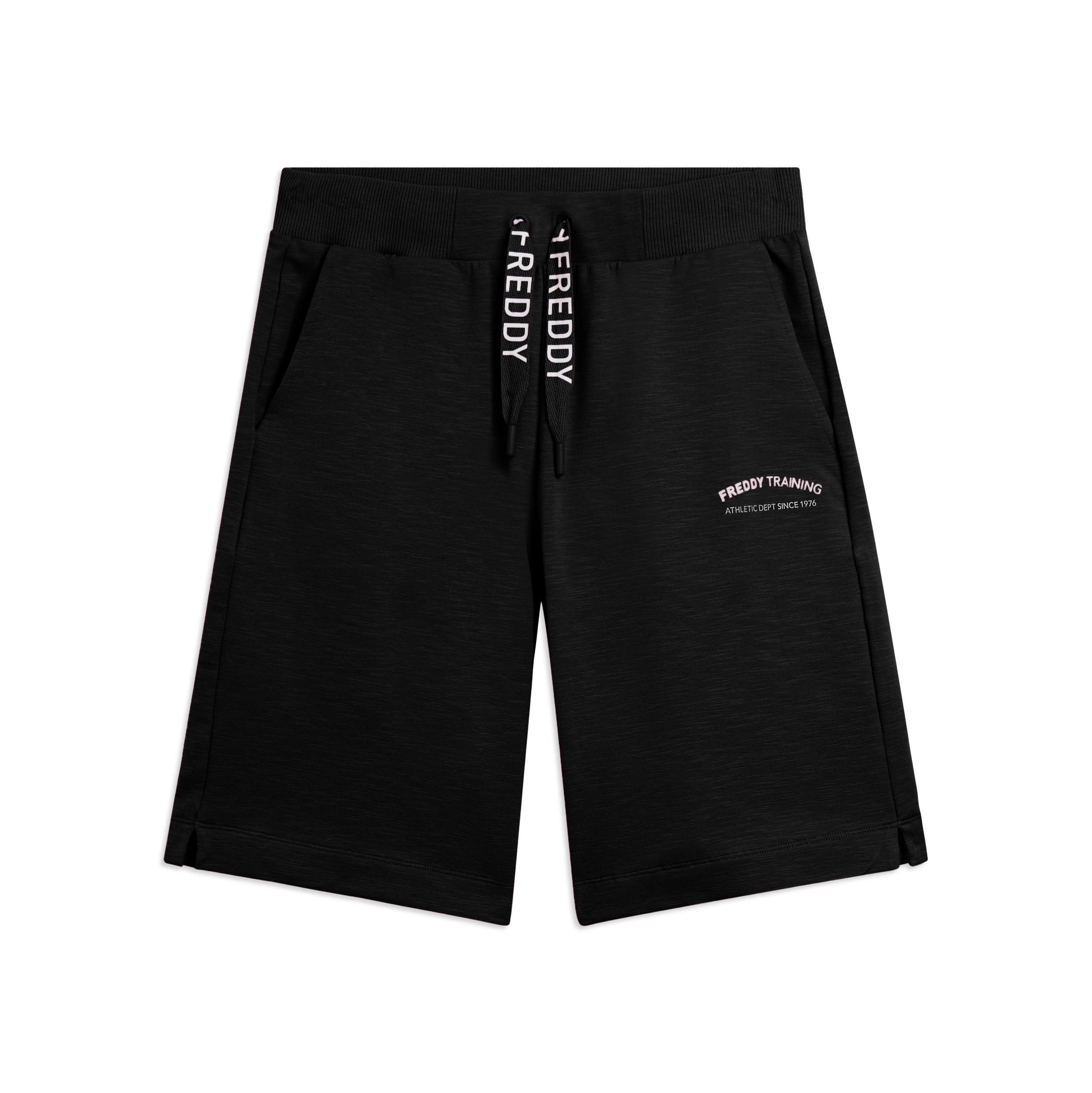 Pantaloni Corti con Spacchi Laterali in Tessuto Fiammato