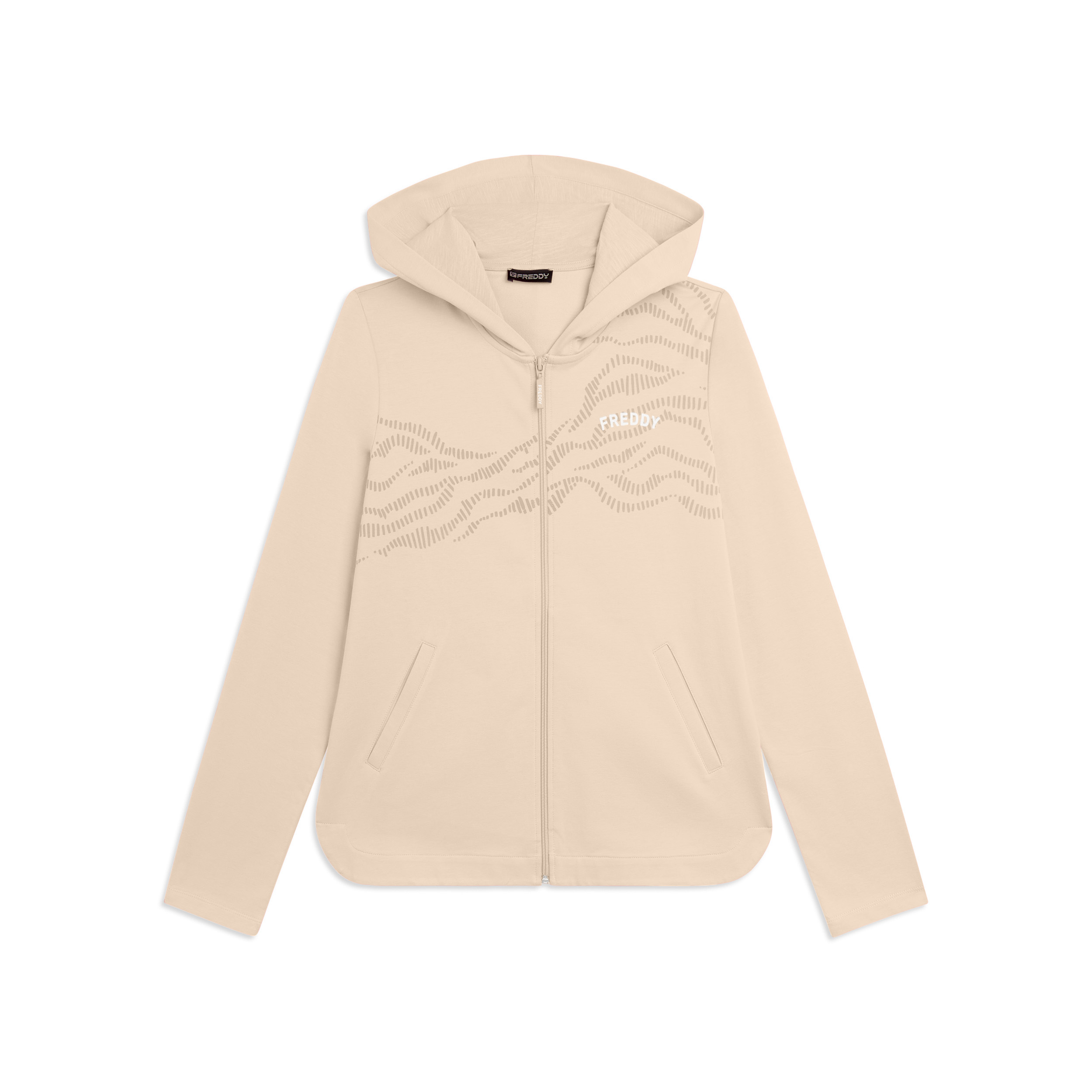 Felpa Cappuccio in French Terry con Zip e Motivo Grafico