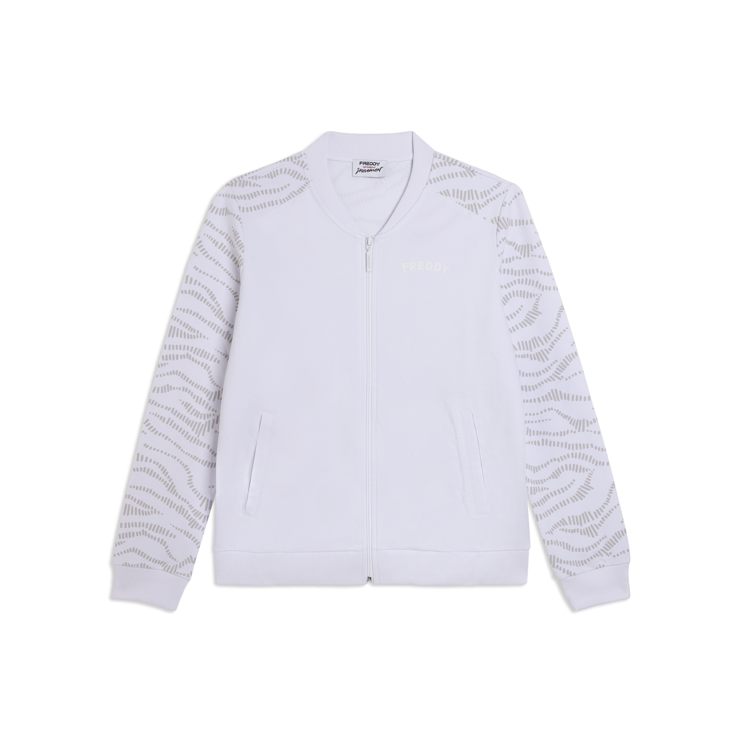 Felpa Zip con Collo Bomber e Motivo Grafico