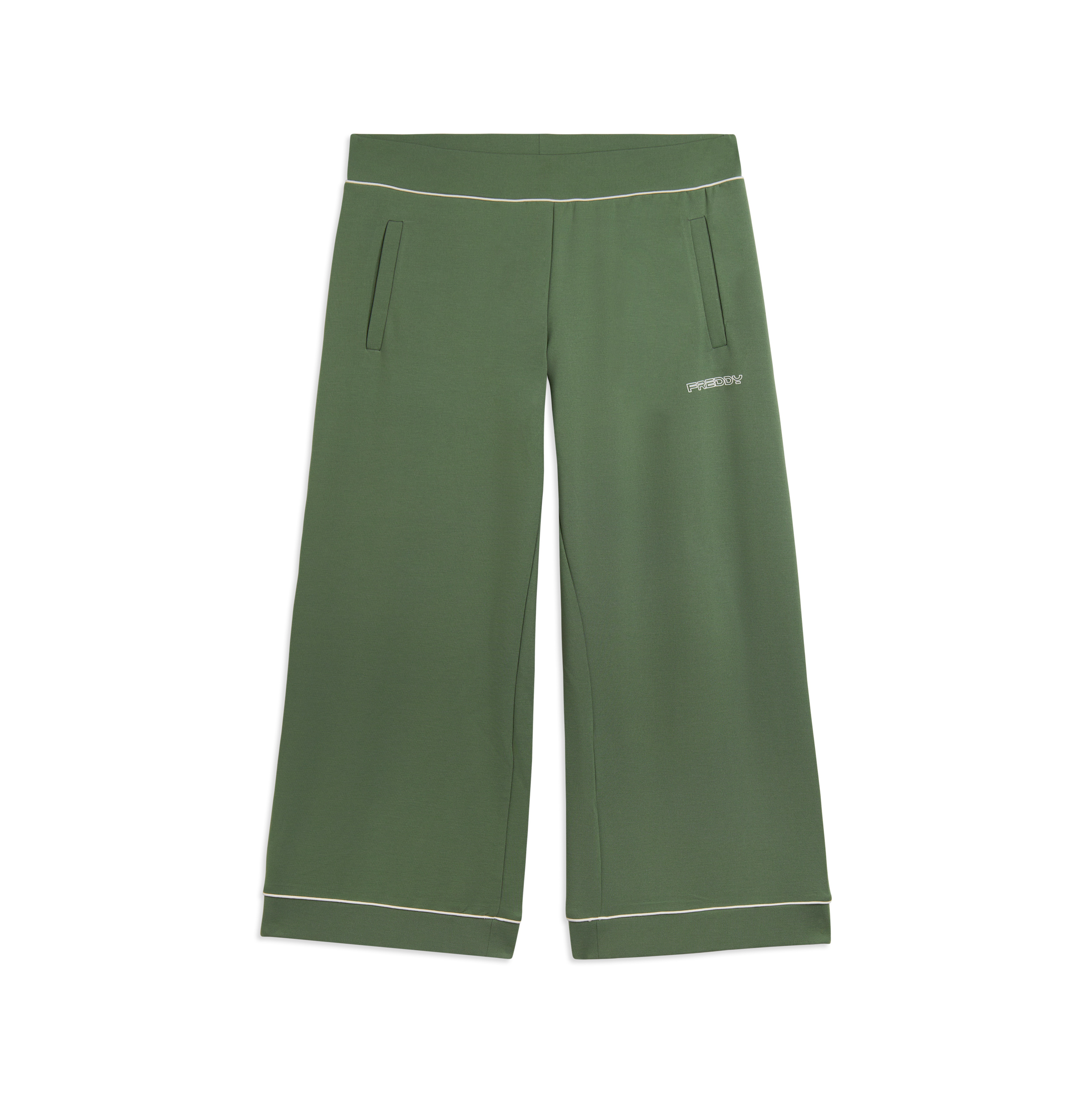 Pantaloni Sportivi Wide Leg Cropped con tasche interne