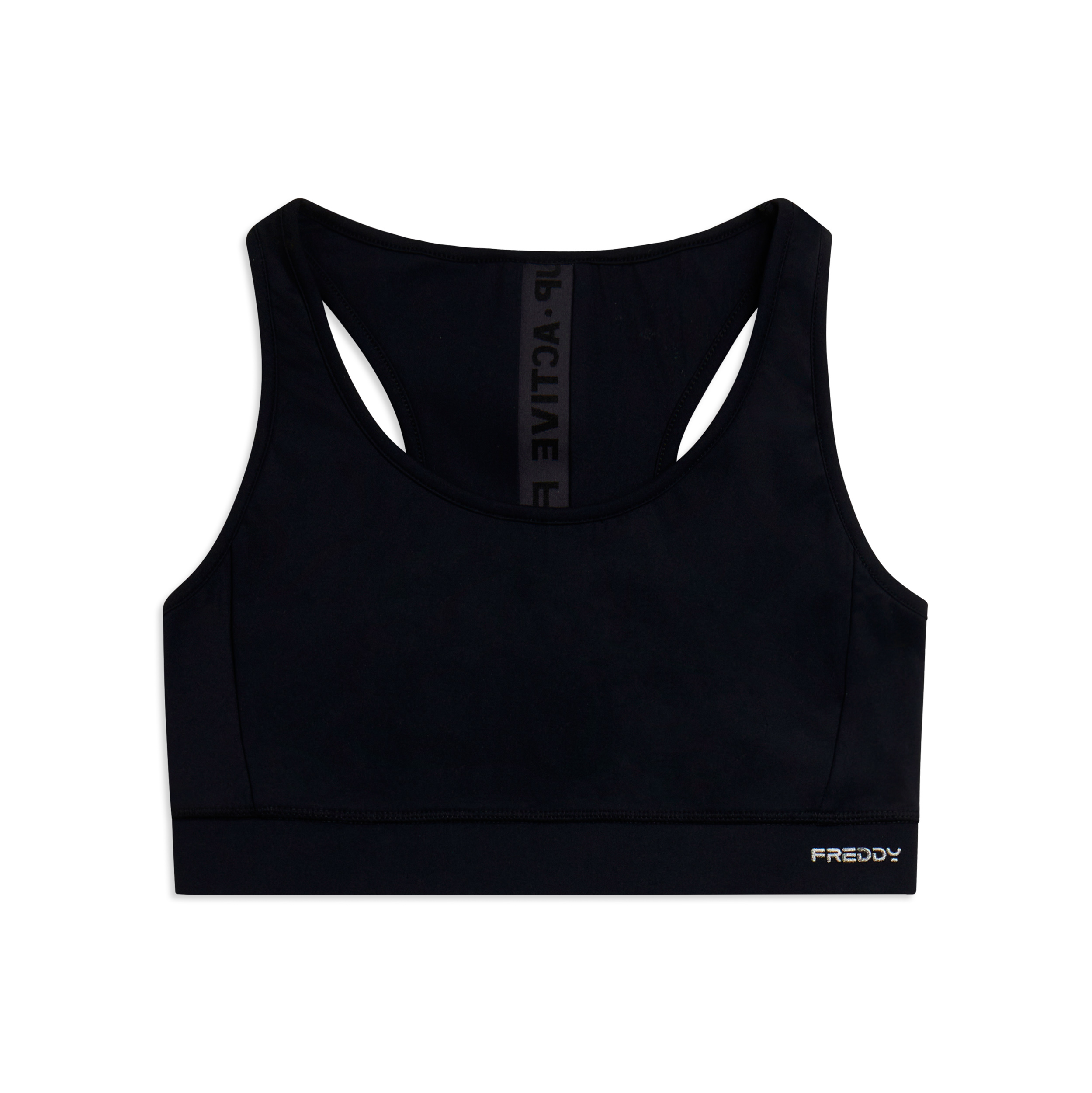 Top sportivo con retro a vogatore e inserto con logo