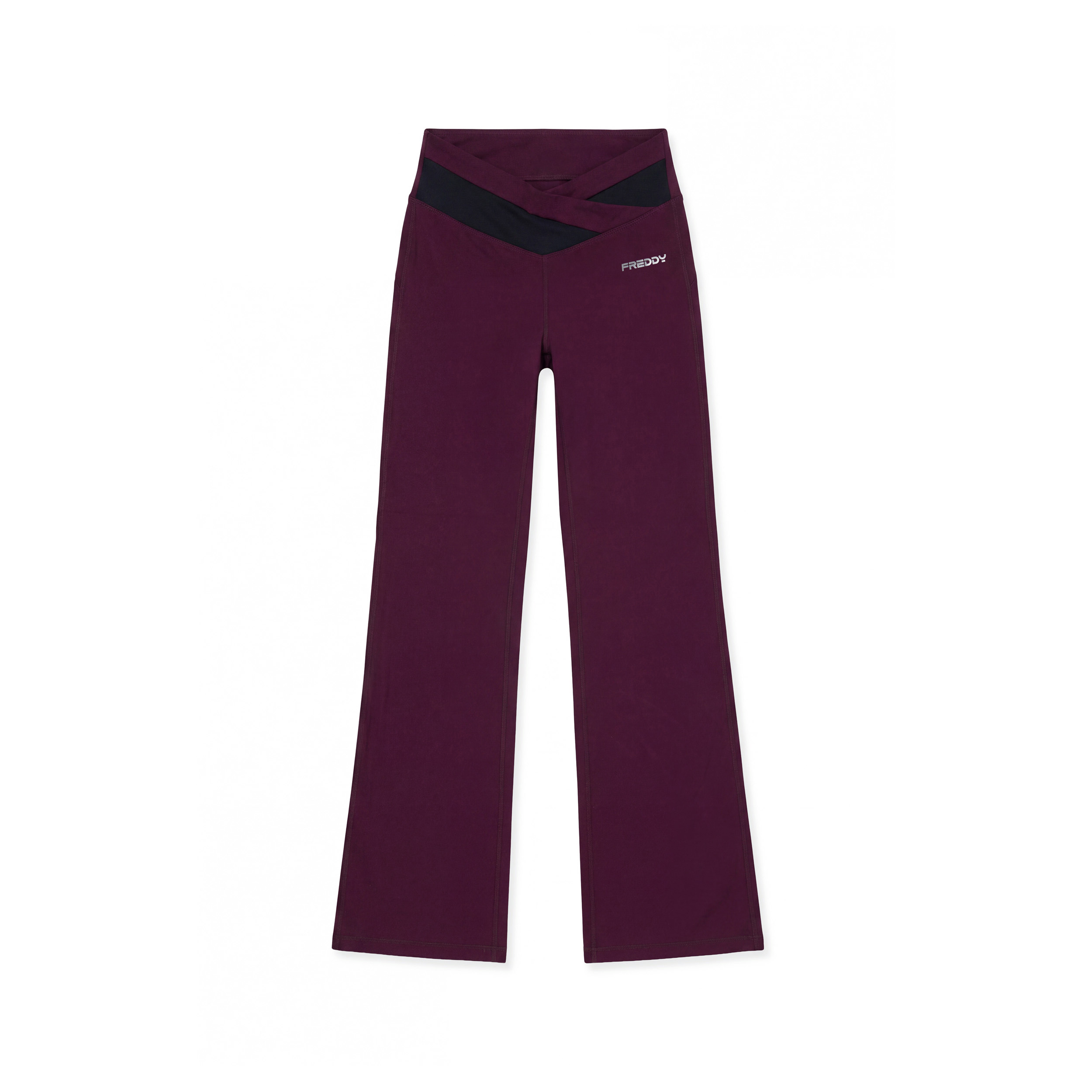 Leggings Flare Mano Pesca con Vita Alta a Incrocio