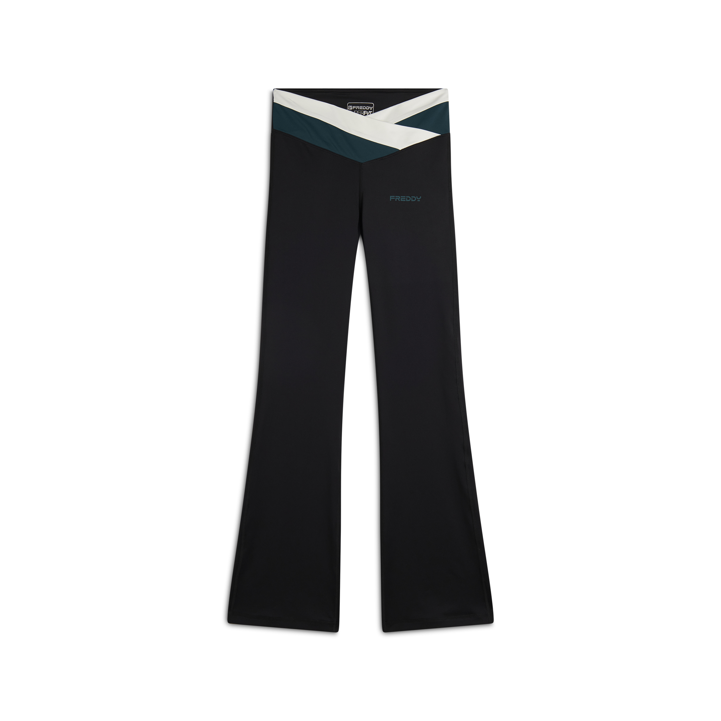 FREDDY Leggings acampanados de cintura alta bicolor entrecruzada - Imagen 4 de 6