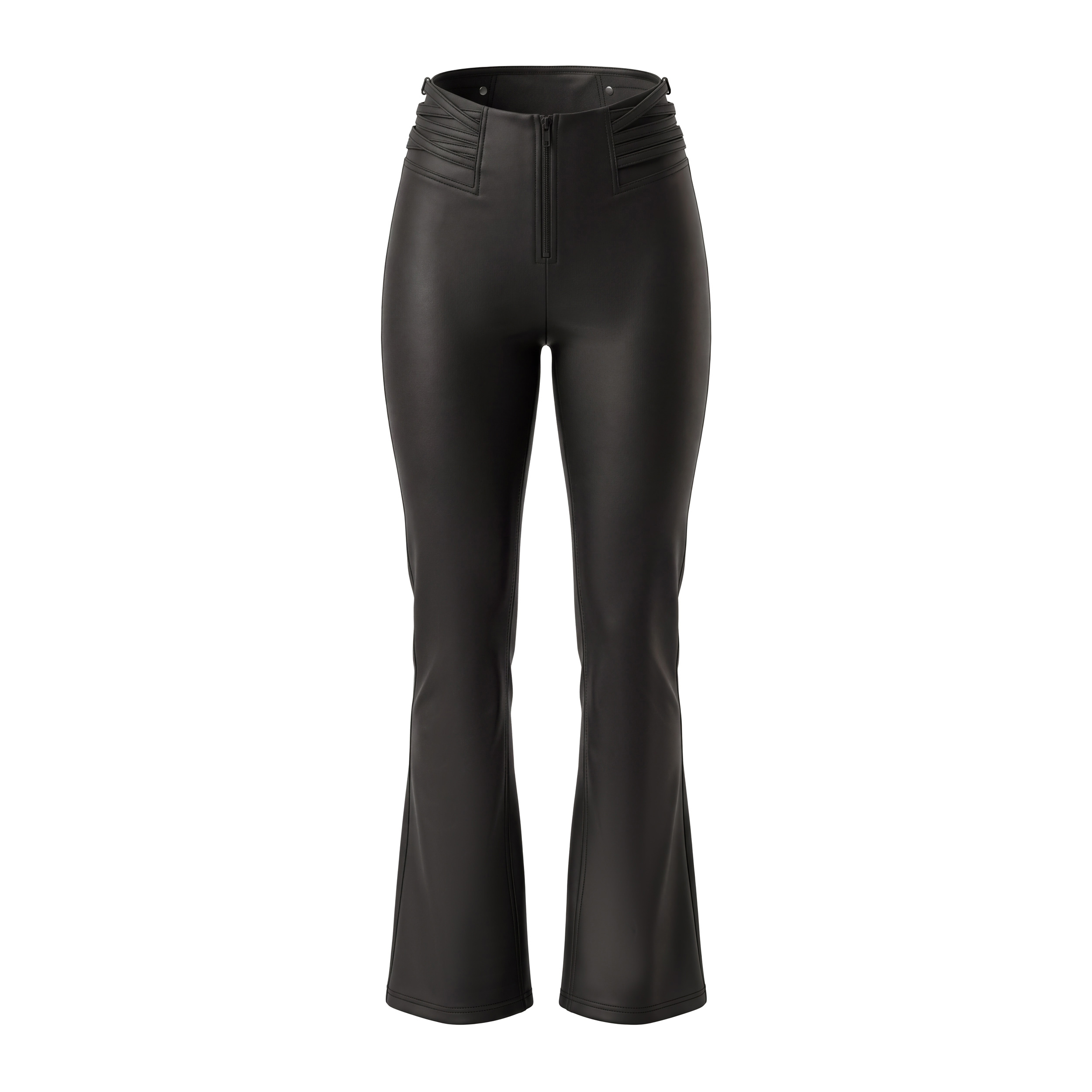 WR.UP mini flare similpelle vita alta con dettagli incrocio