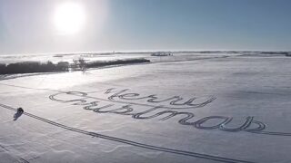 Video: Farmer creates ‘Merry Christmas’ in snow with tractor