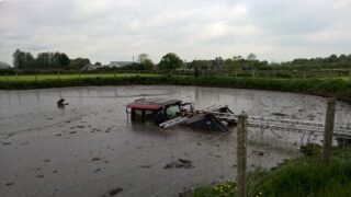 Farmer has lucky escape after tractor becomes submerged in slurry pit