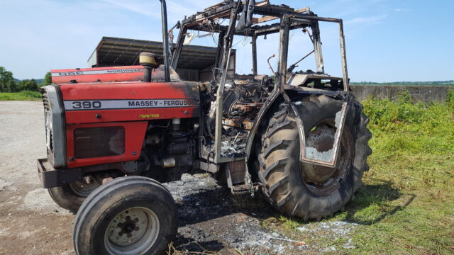 Fire, Tractor, Silage