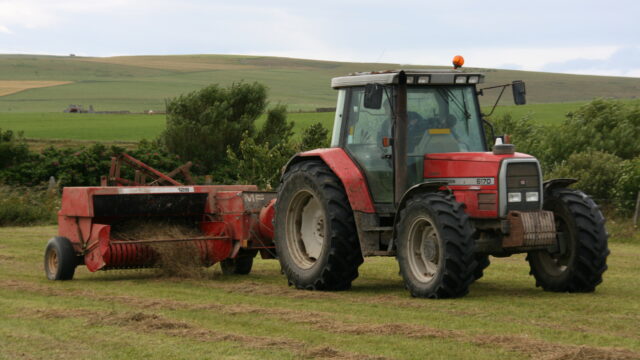 tractor, square baler