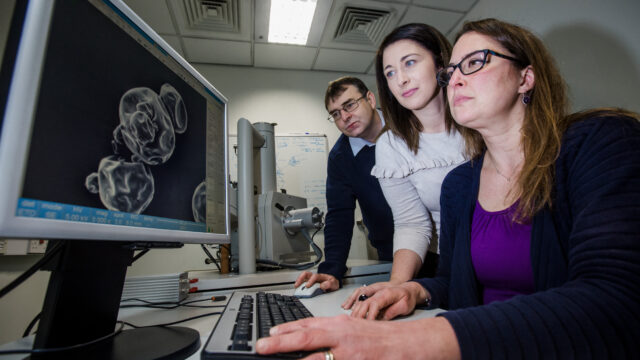 dairy research Dr. Barry O’Hagan, lead researcher at Ulster University, PHD student Lucy Gallagher and Dr. Valeria Cenini