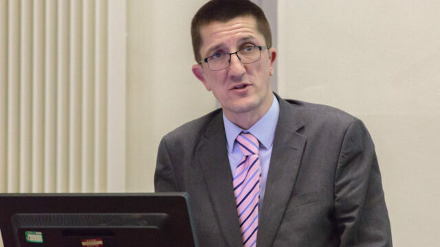 Peter Brown chairman of the Agricultural Law Association for Northern Ireland pictured addressing the audience at Greenmount Campus during a recent business and farm tax seminar