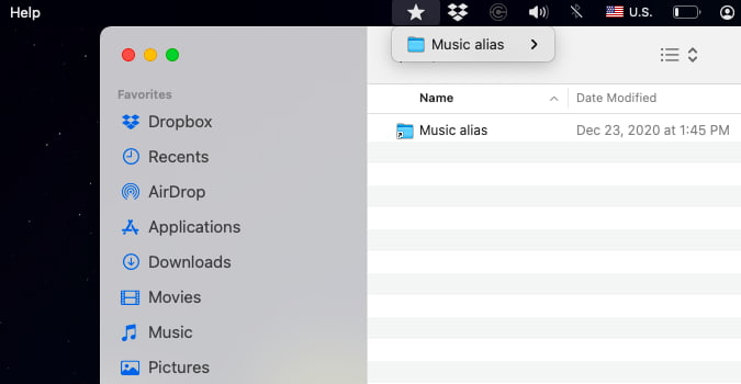 كيفية تثبيت ملف أو مجلد في شريط قائمة macOS