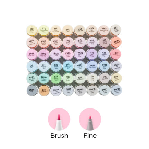 סט 48 טושים אלכוהוליים דו־צדדיים Ohuhu Pastel Sweetness