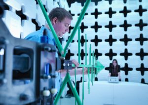 EMC testing in anechoic chamber 